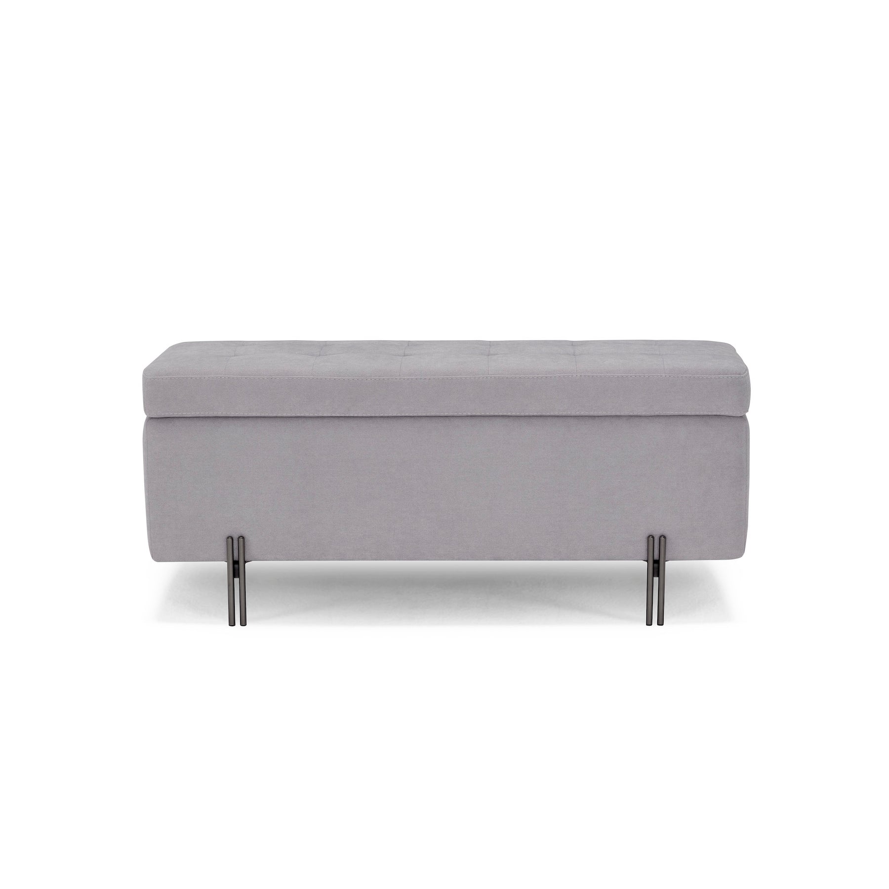 Panca Contenitore Made in Italy Trapuntata in Tessuto Cinigliato Grigio Chiaro - CARAMAGNA 110x45 cm