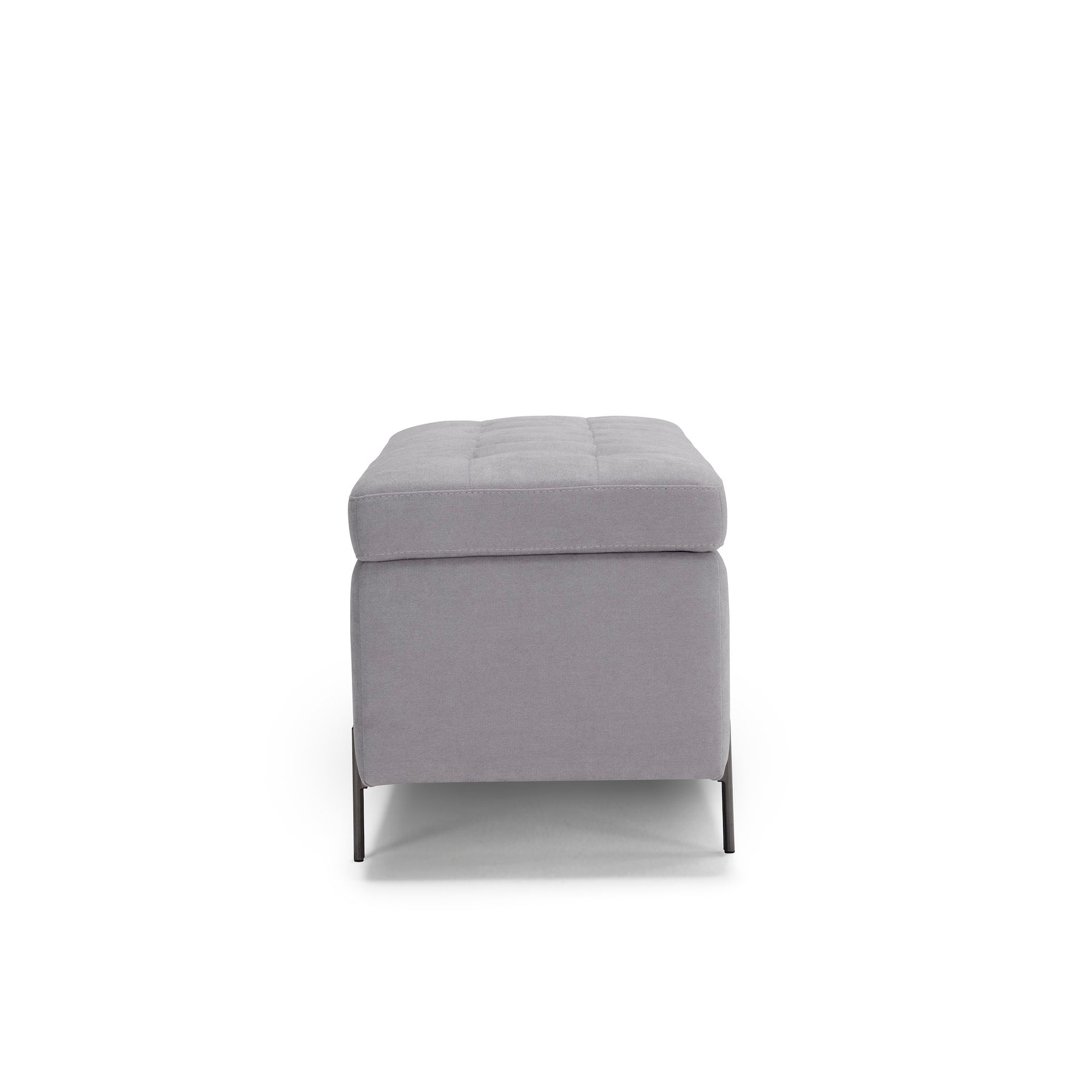 Panca Contenitore Made in Italy Trapuntata in Tessuto Cinigliato Grigio Chiaro - CARAMAGNA 110x45 cm