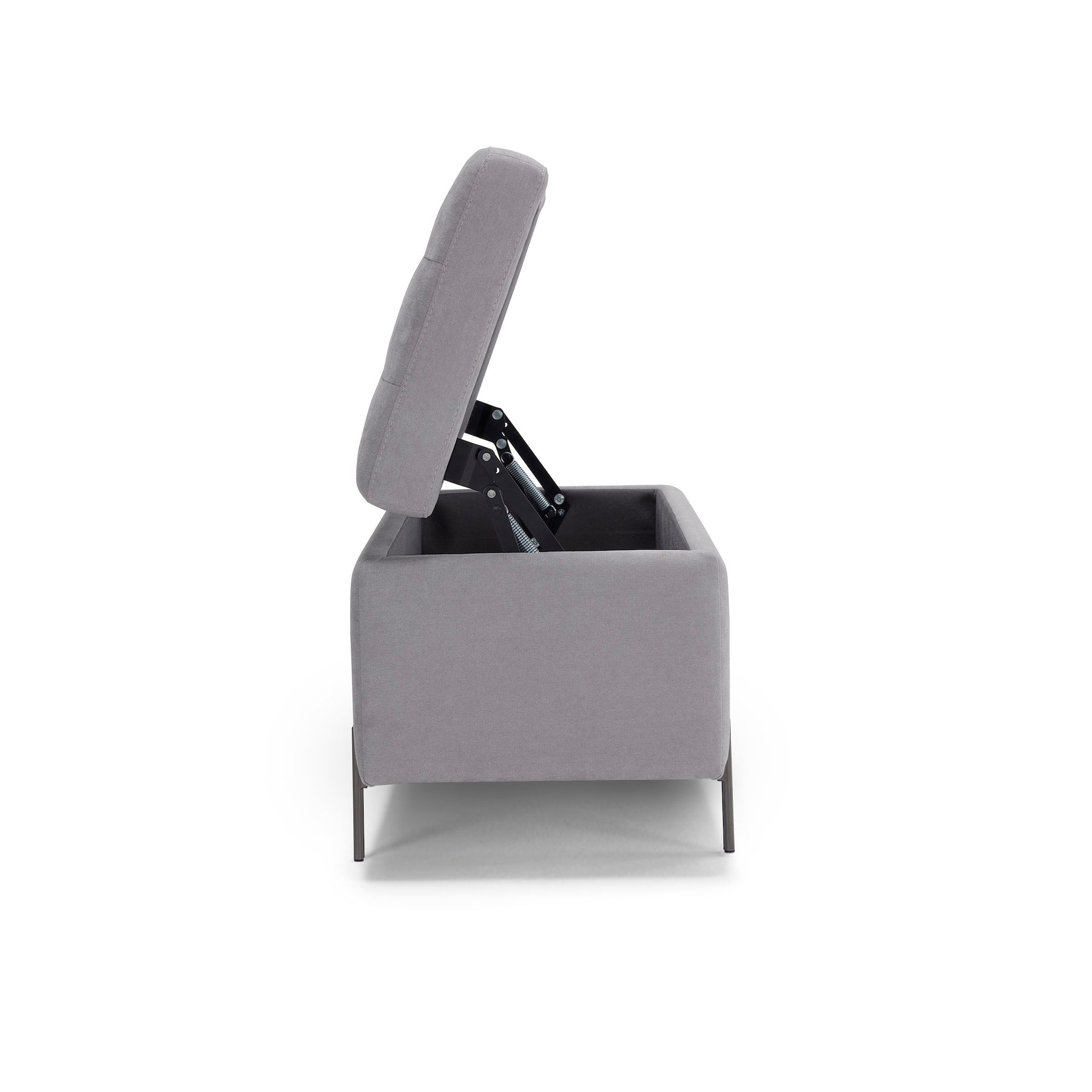 Panca Contenitore Made in Italy Trapuntata in Tessuto Cinigliato Grigio Chiaro - CARAMAGNA 110x45 cm