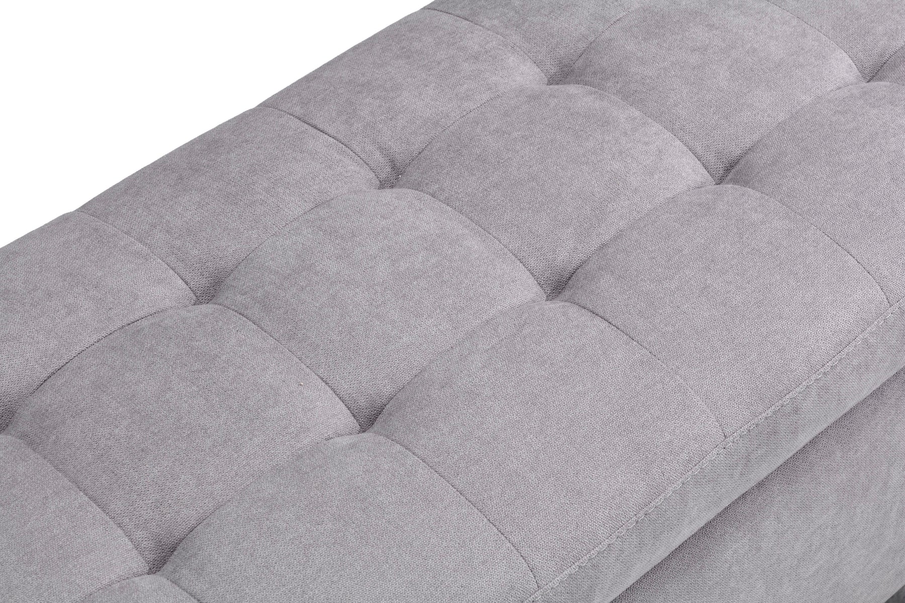 Panca Contenitore Made in Italy Trapuntata in Tessuto Cinigliato Grigio Chiaro - CARAMAGNA 110x45 cm