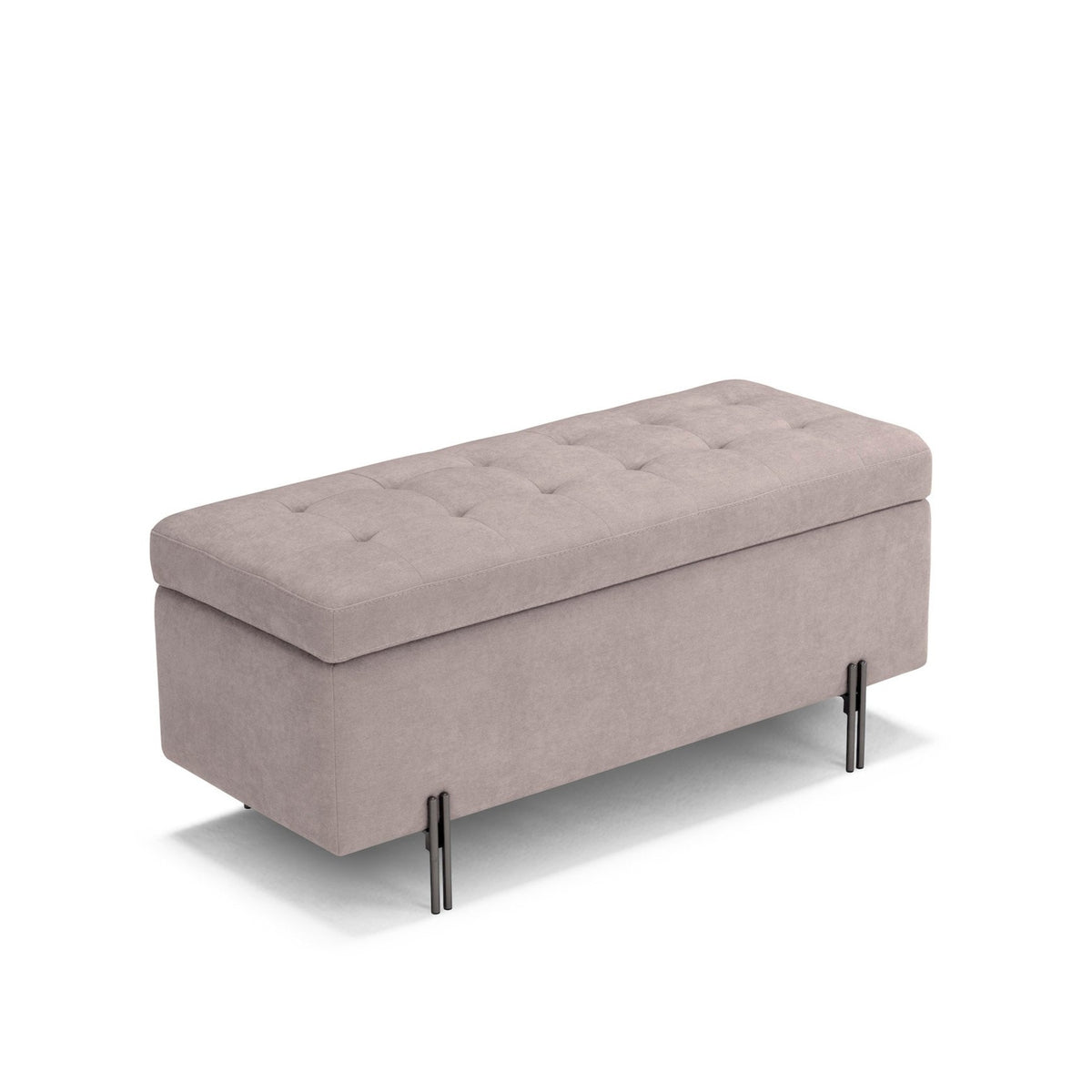 Panca Contenitore Made in Italy Trapuntata in Tessuto Cinigliato Tortora - CARAMAGNA 110x45 cm