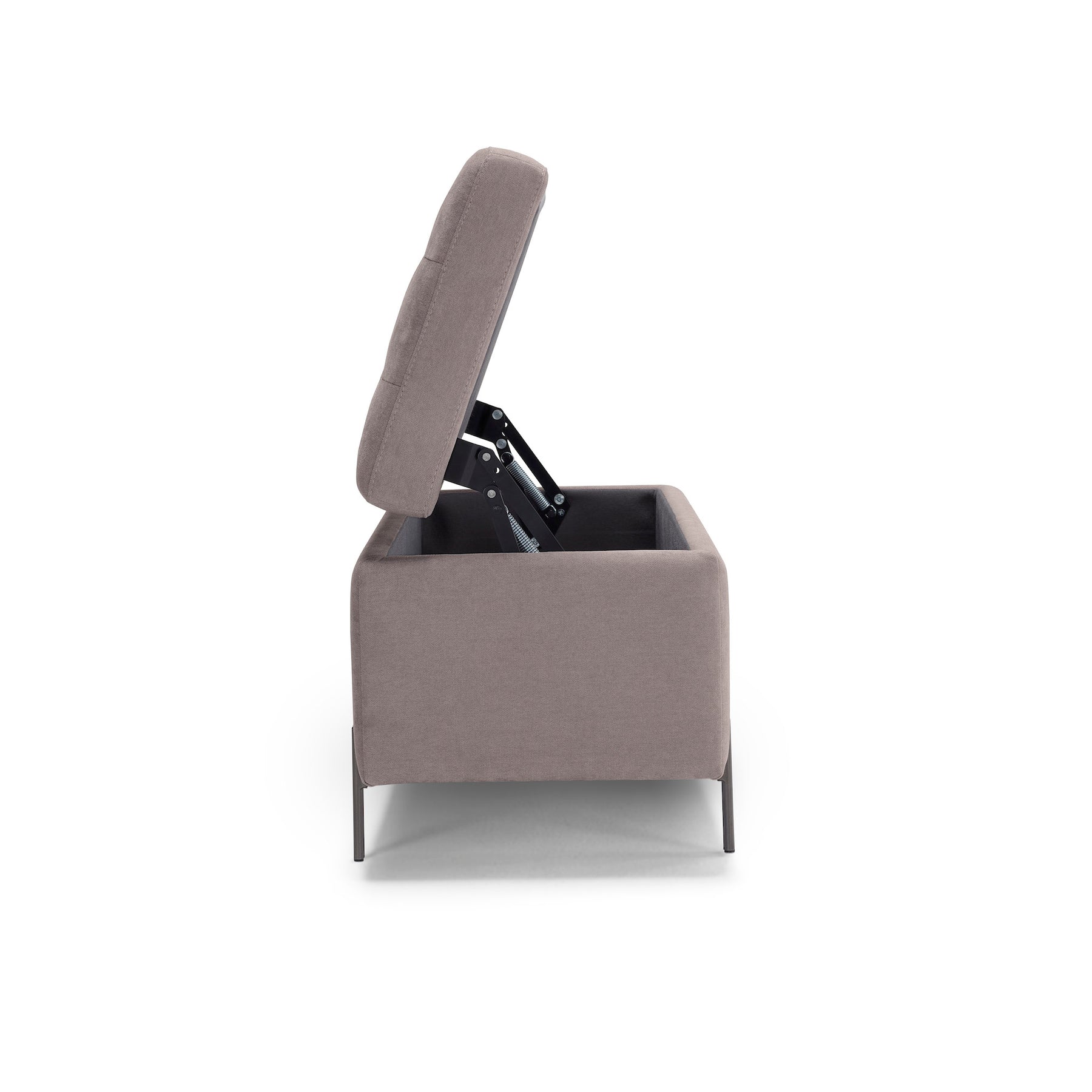Panca Contenitore Made in Italy Trapuntata in Tessuto Cinigliato Tortora - CARAMAGNA 110x45 cm