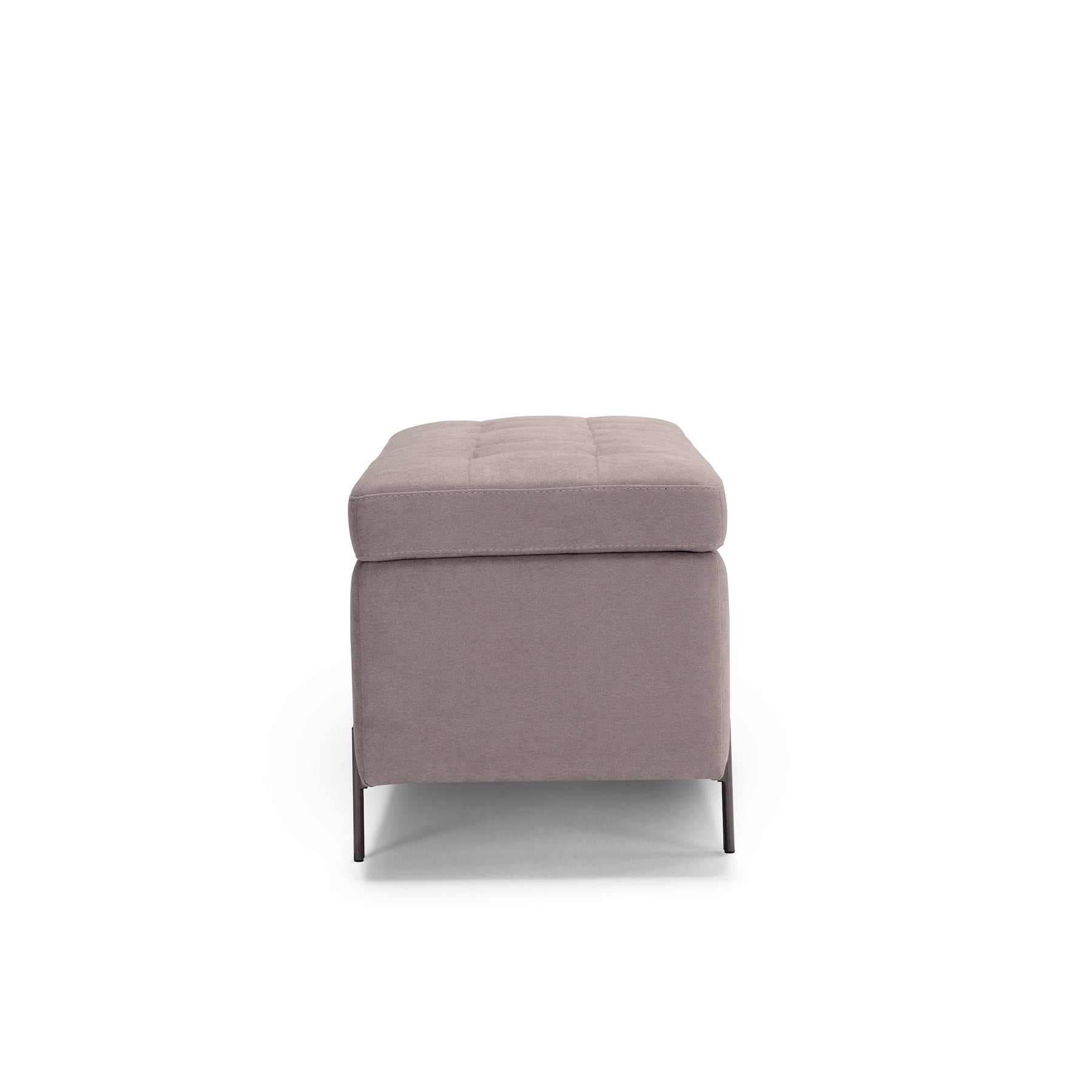 Panca Contenitore Made in Italy Trapuntata in Tessuto Cinigliato Tortora - CARAMAGNA 110x45 cm