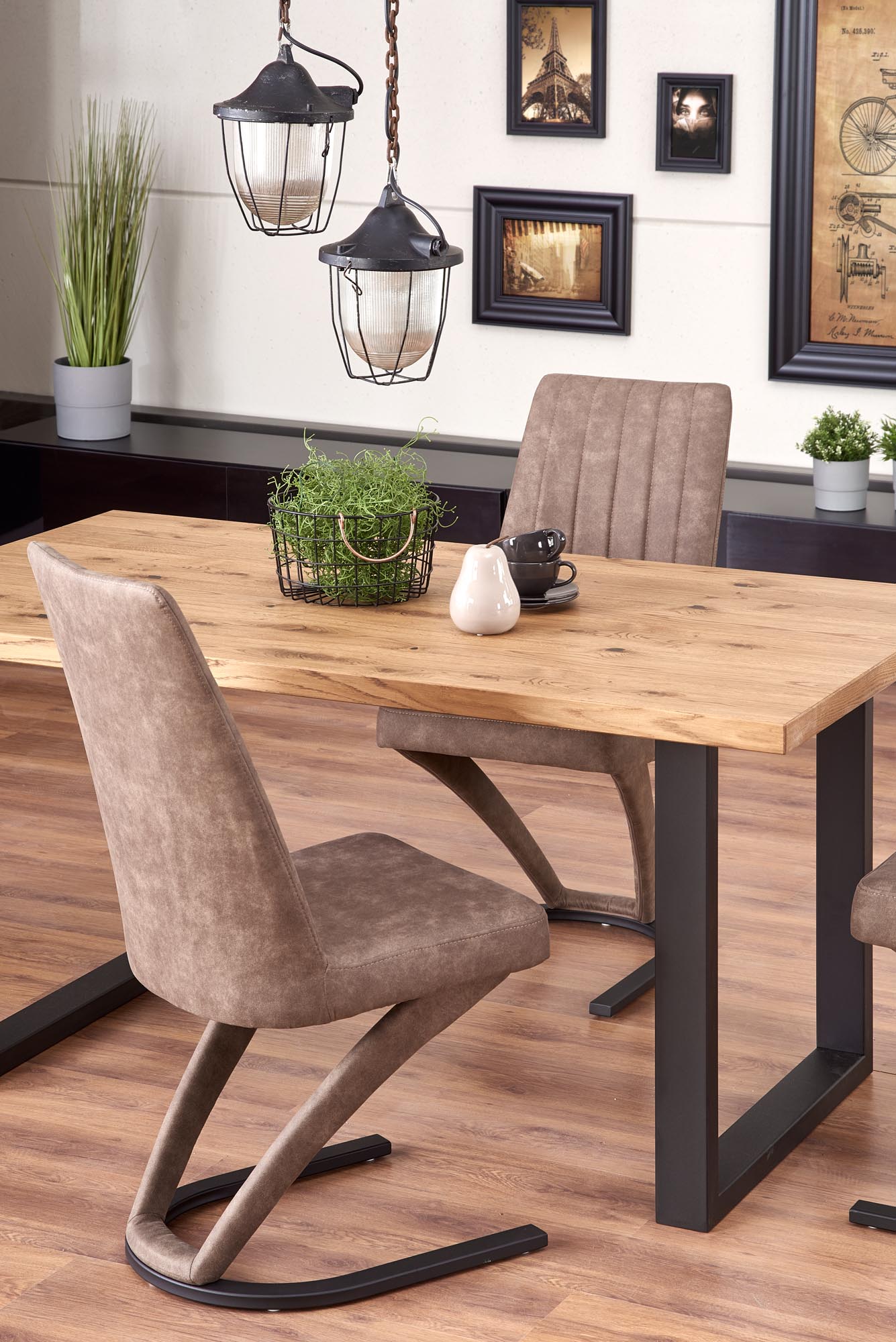 Tavolo allungabile in legno impiallacciato rovere con gambe in acciaio nero Perez 160x90 cm - allungabile a 250 cm
