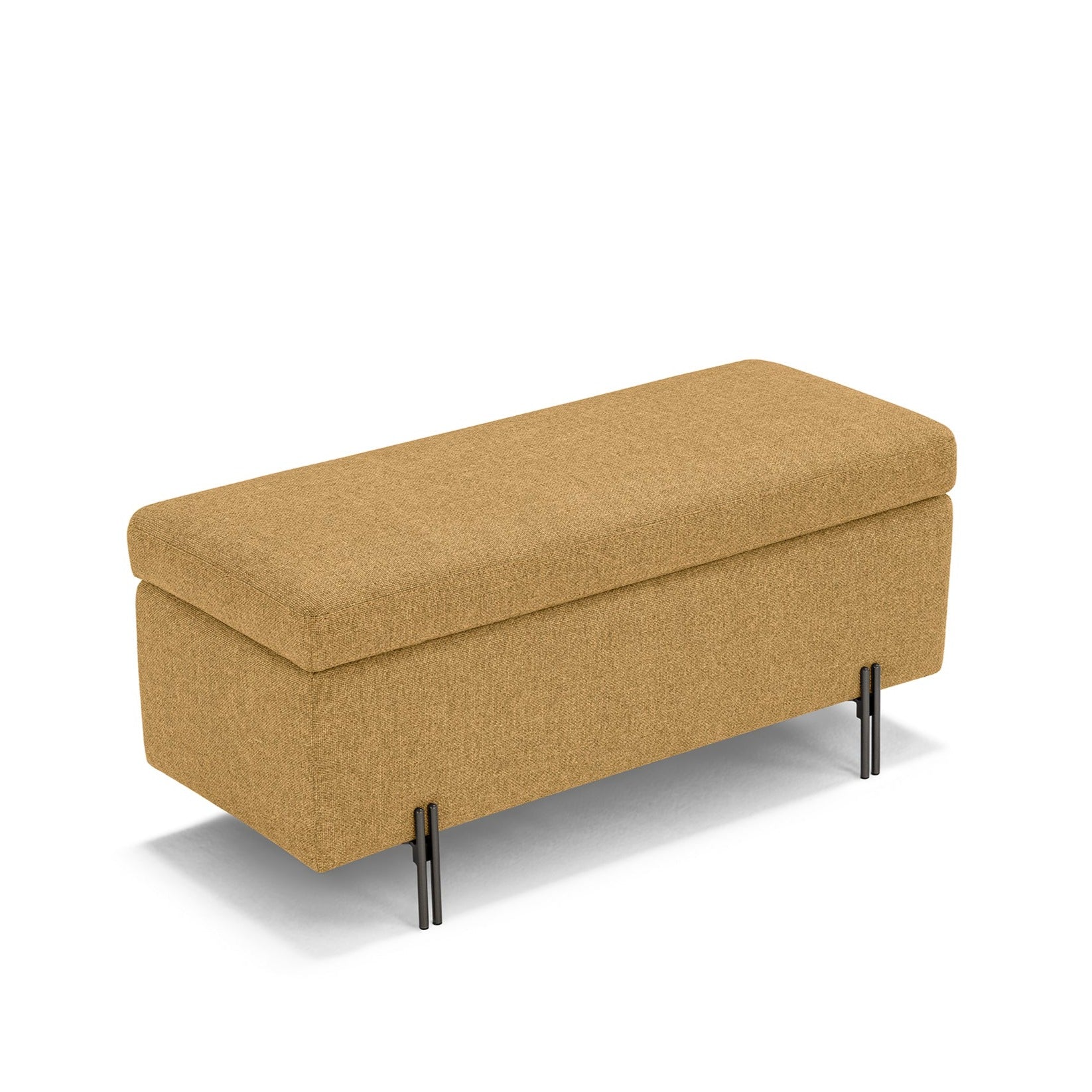 Panca Contenitore Made in Italy in Tessuto Tramato Ocra - SARDORELLA 110x45 cm