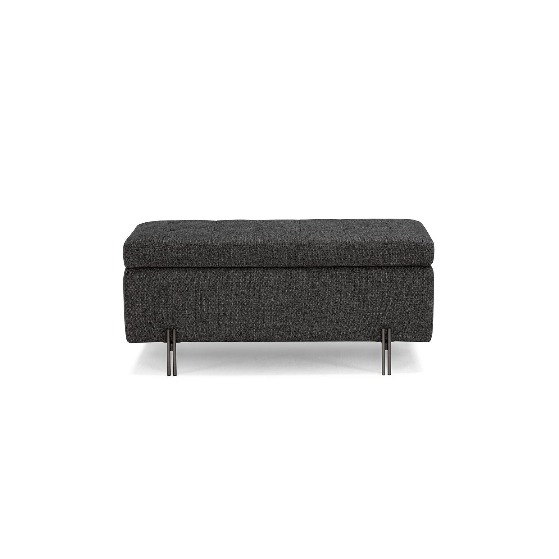 Panca Contenitore Made in Italy Trapuntata in Tessuto Tramato Antracite - CARAMAGNA 110x45 cm