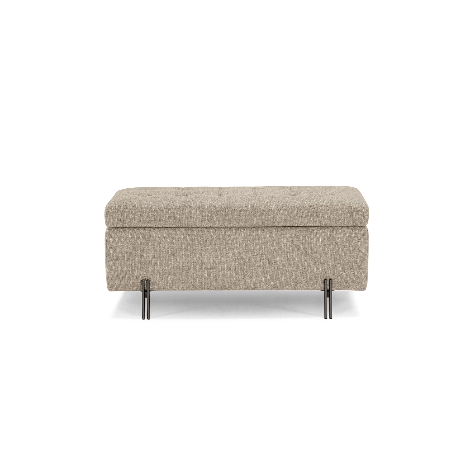 Panca Contenitore Made in Italy Trapuntata in Tessuto Tramato Beige - CARAMAGNA 110x45 cm