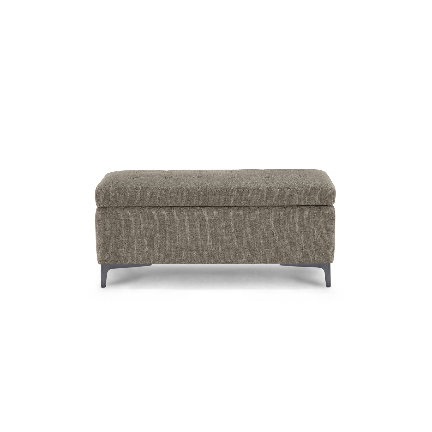 Panca Contenitore Made in Italy Trapuntata in Tessuto Tramato Tortora - CORBARA 110x50 cm