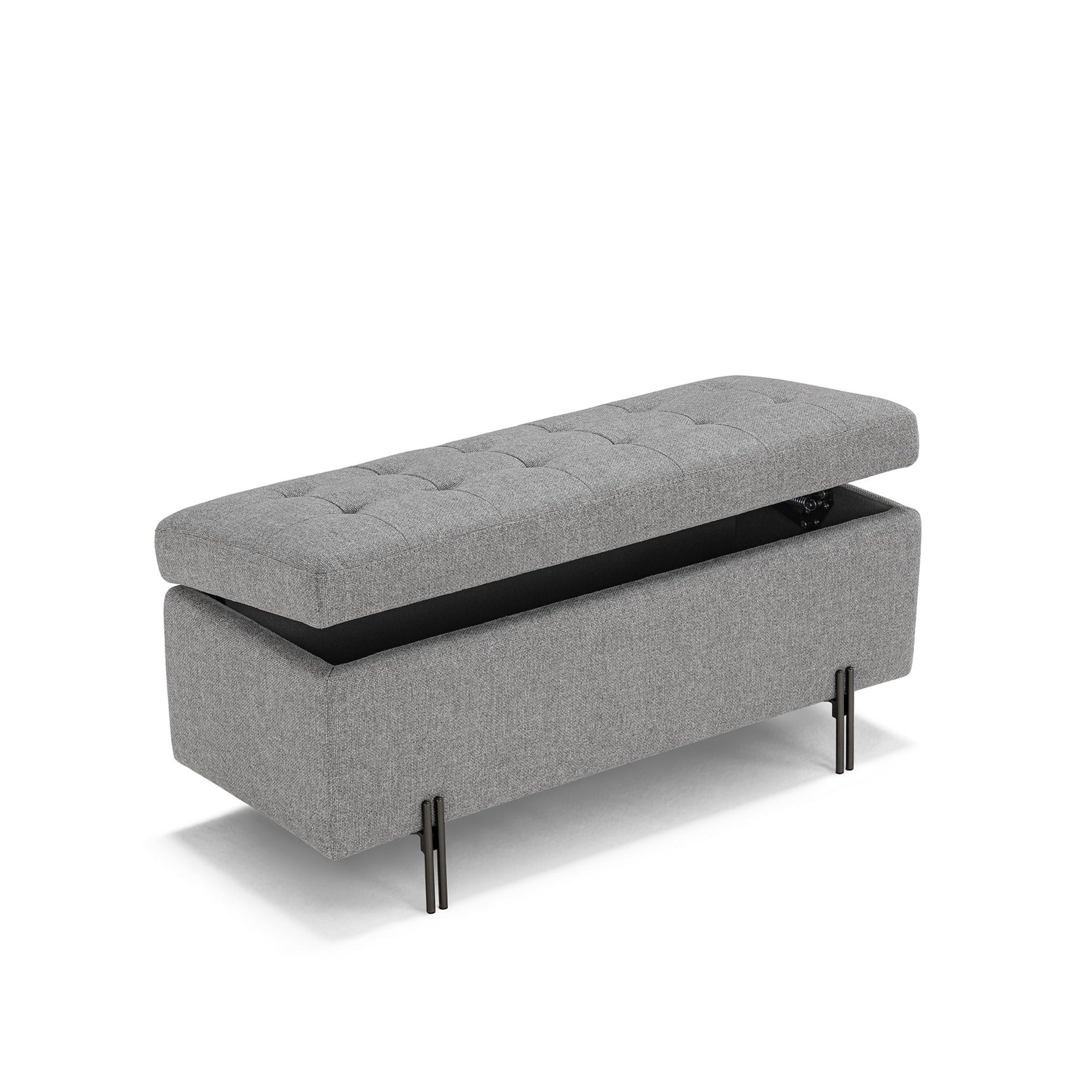 Panca DAYLA in tessuto effetto bouclé grigio chiaro e gambe in legno