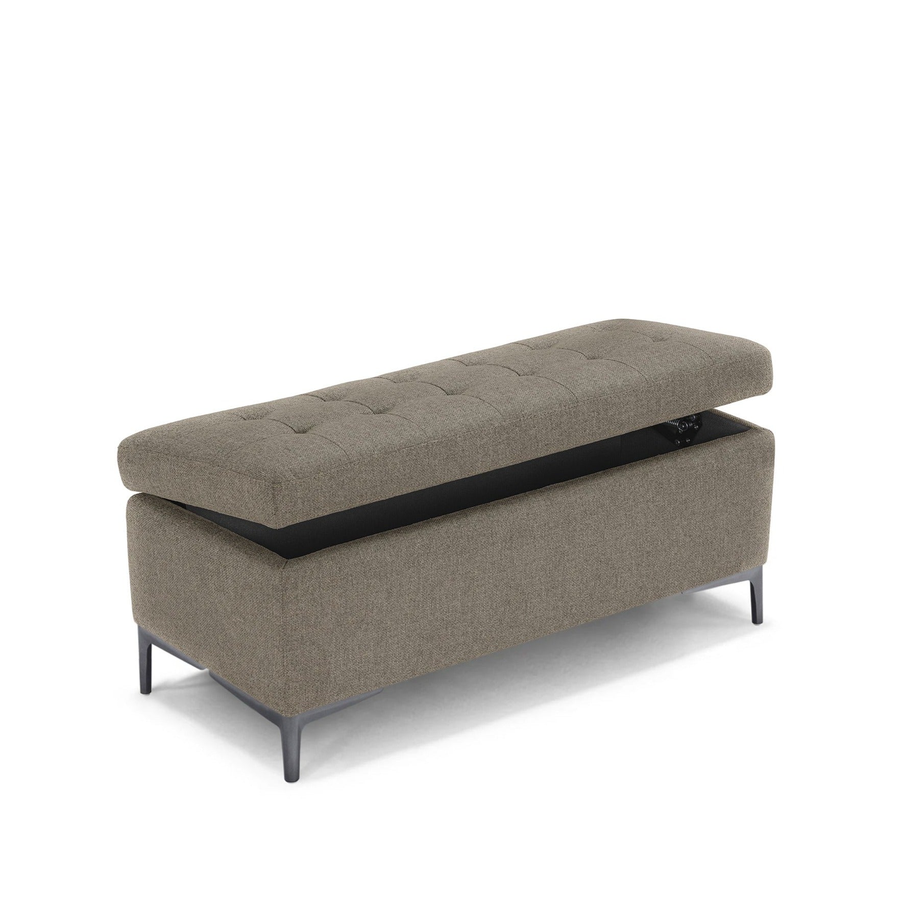 Panca Contenitore Made in Italy Trapuntata in Tessuto Tramato Tortora - CORBARA 110x50 cm