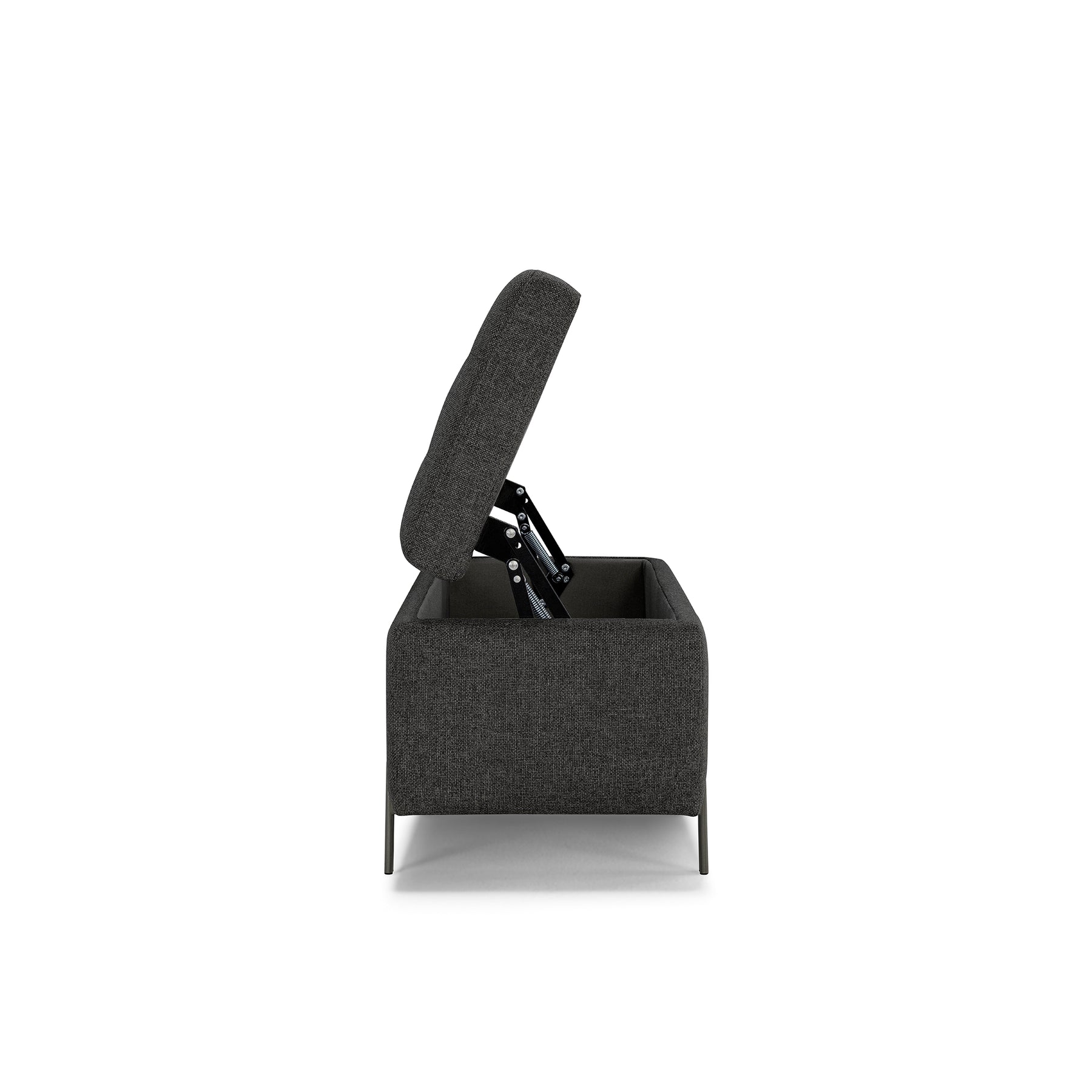 Panca Contenitore Made in Italy Trapuntata in Tessuto Tramato Antracite - CARAMAGNA 110x45 cm