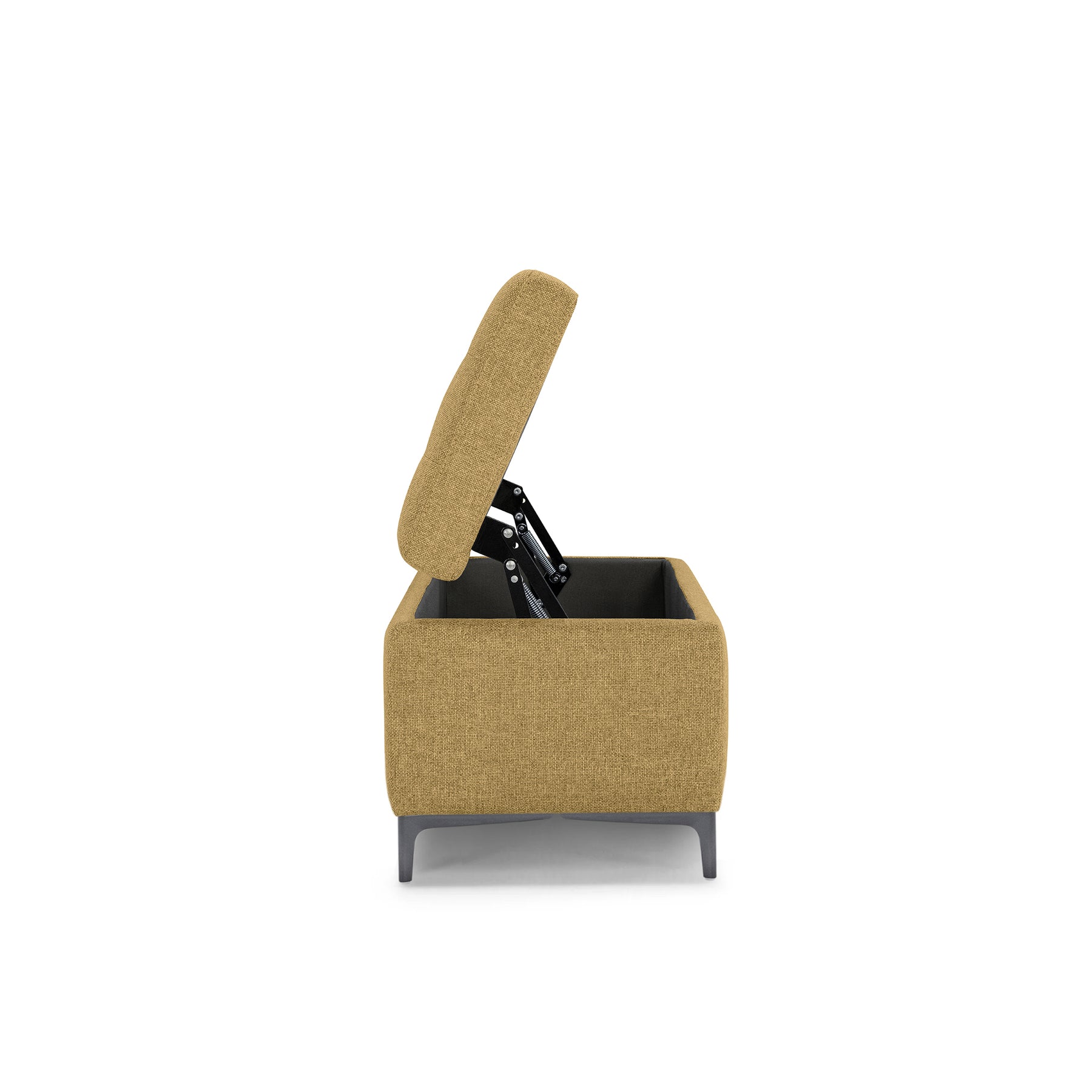 Panca Contenitore Made in Italy Trapuntata in Tessuto Tramato Giallo Ocra - CORBARA 110x50 cm
