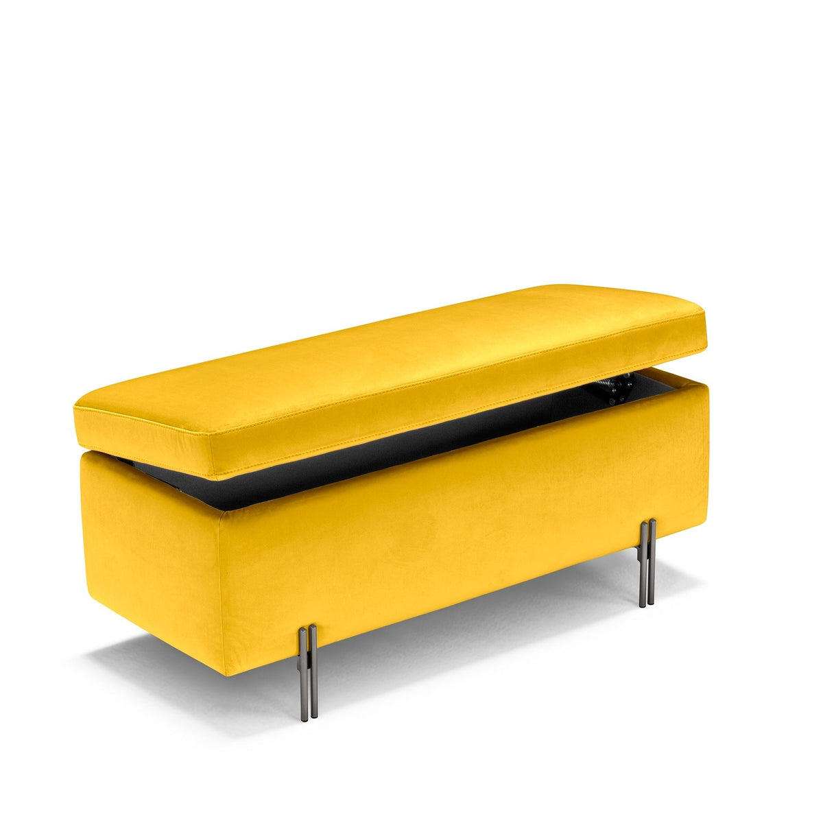 Panca Contenitore Made in Italy in Velluto Giallo - SARDORELLA 110x45 cm