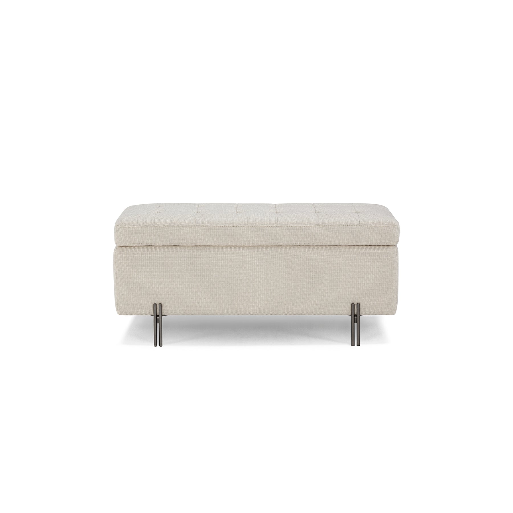 Panca Contenitore Made in Italy Trapuntata in Tessuto Tramato Bianco - CARAMAGNA 110x45 cm