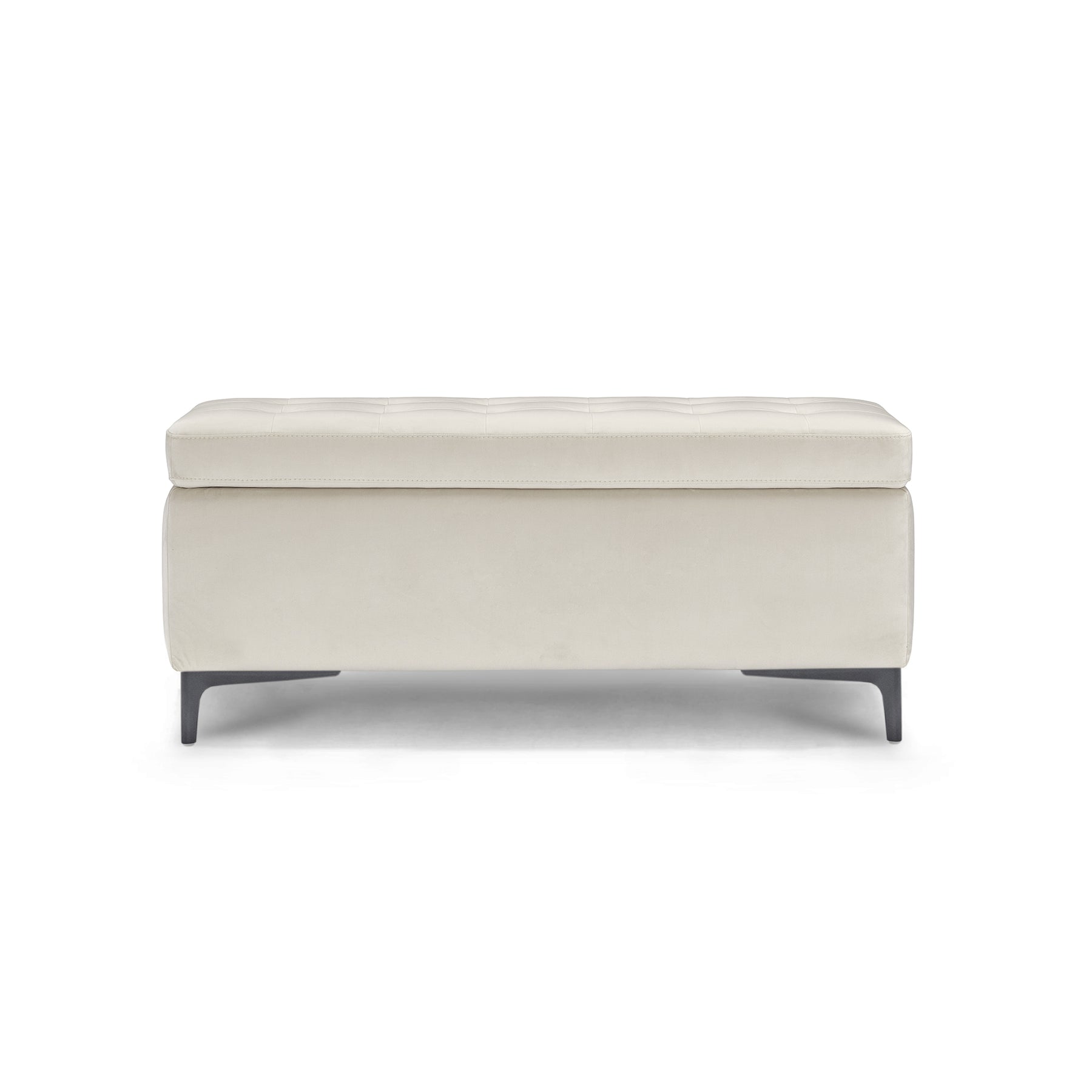 Panca Contenitore Made in Italy Trapuntata in Velluto Beige - CORBARA 110x50 cm