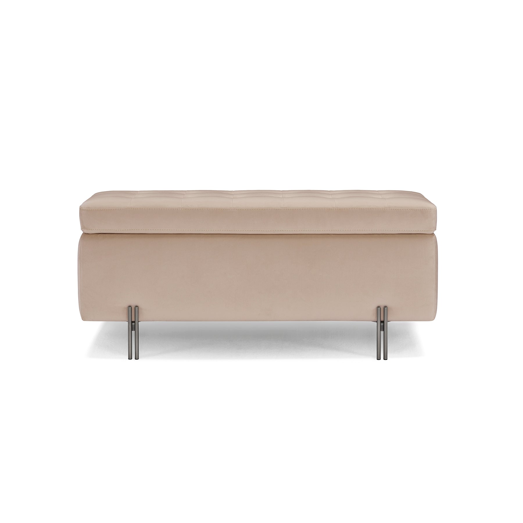 Panca Contenitore Made in Italy Trapuntata in Velluto Camel - CARAMAGNA 110x45 cm
