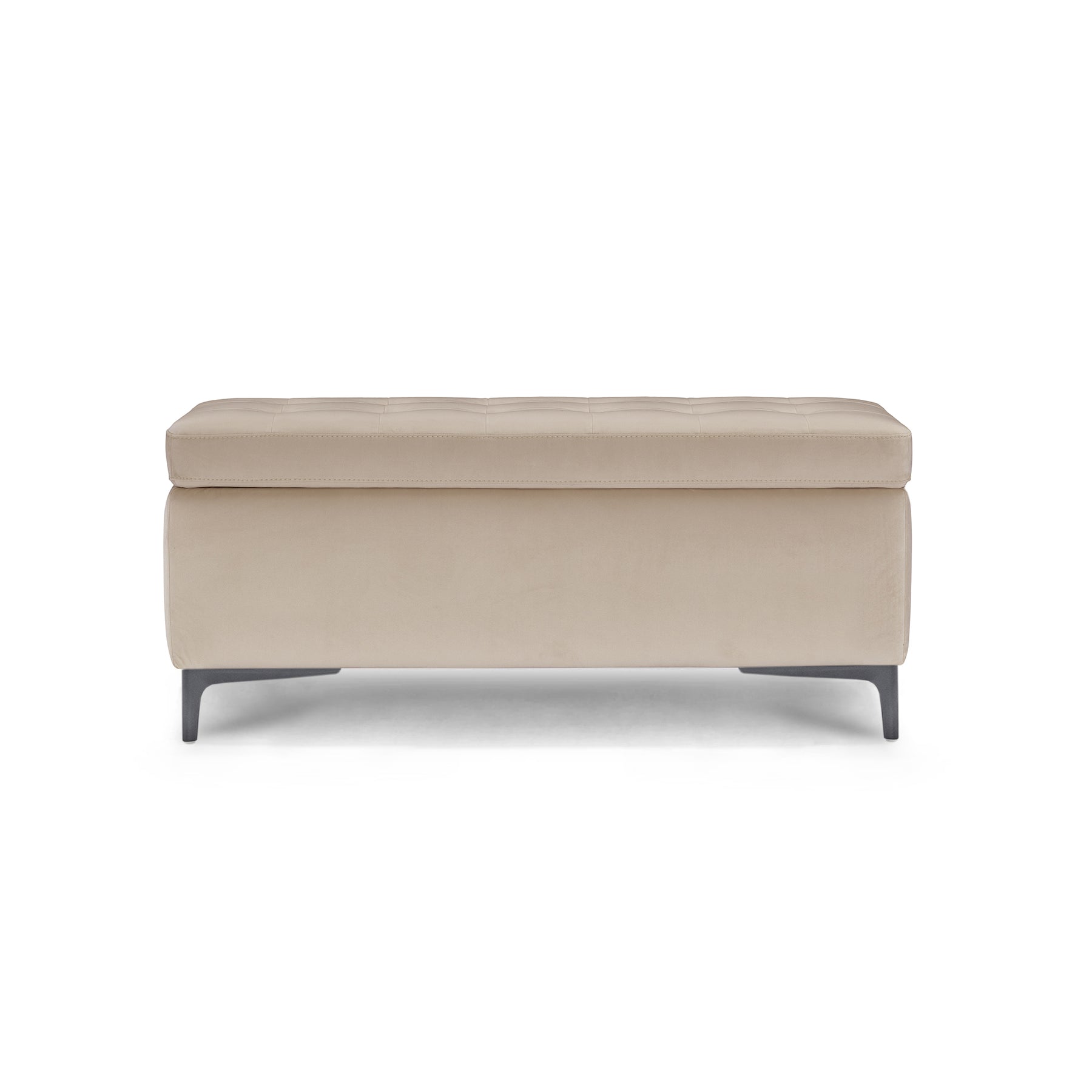Panca Contenitore Made in Italy Trapuntata in Velluto Camel - CORBARA 110x50 cm