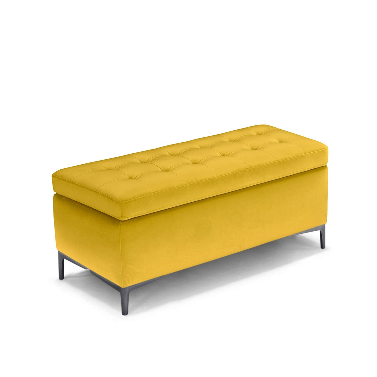 Panca Contenitore Made in Italy Trapuntata in Velluto Giallo - CORBARA 110x50 cm