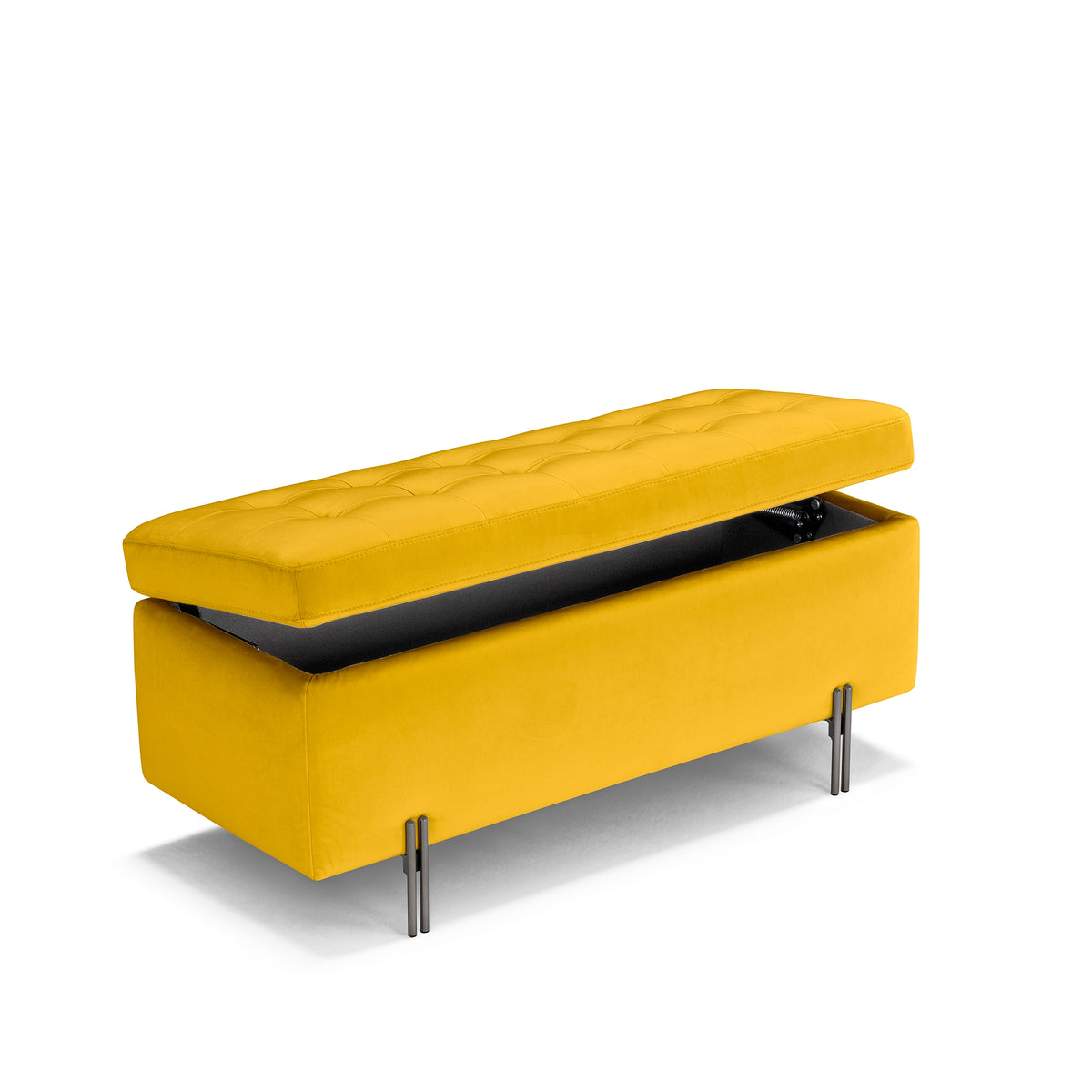 Panca Contenitore Made in Italy Trapuntata in Velluto Giallo - CARAMAGNA 110x45 cm