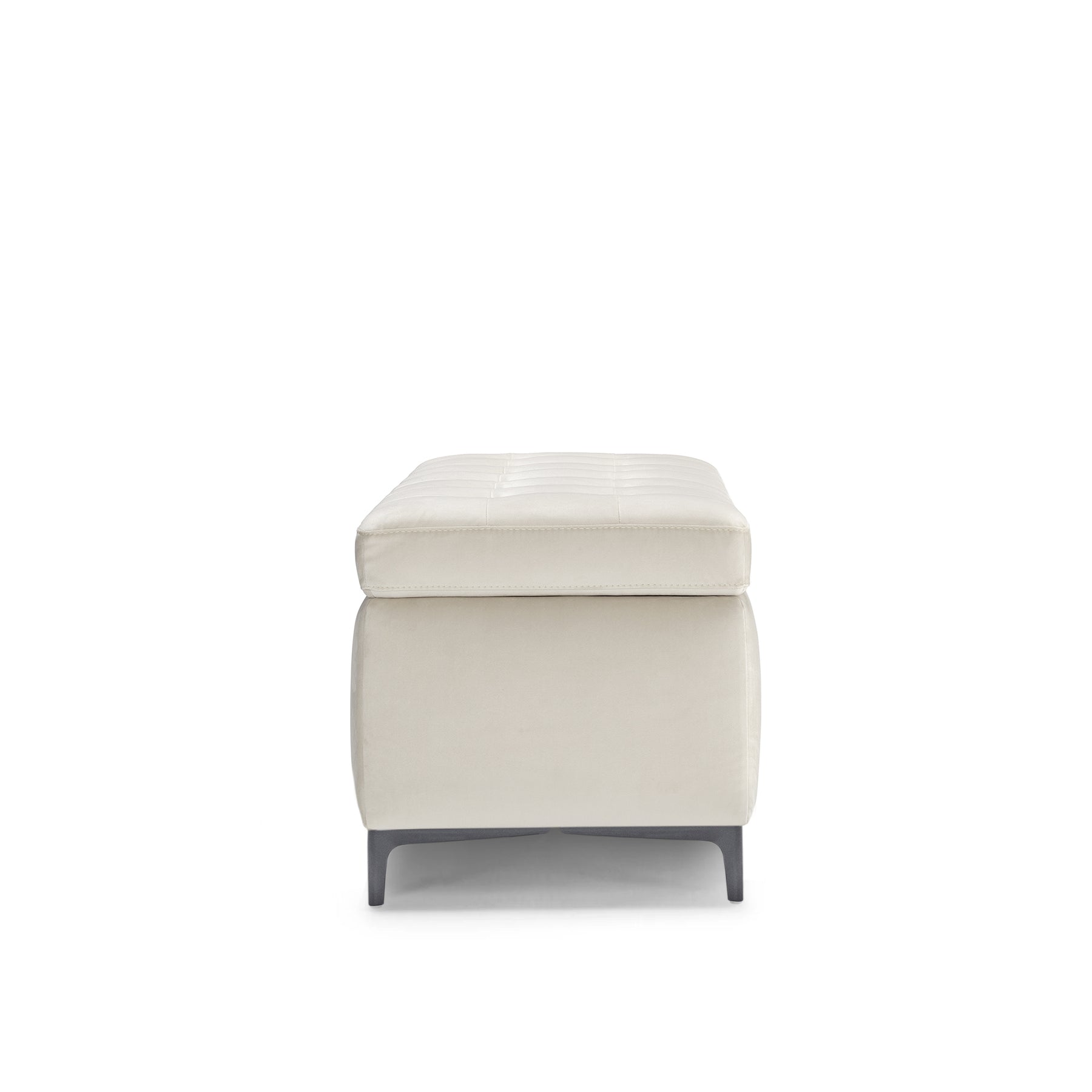 Panca Contenitore Made in Italy Trapuntata in Velluto Beige - CORBARA 110x50 cm