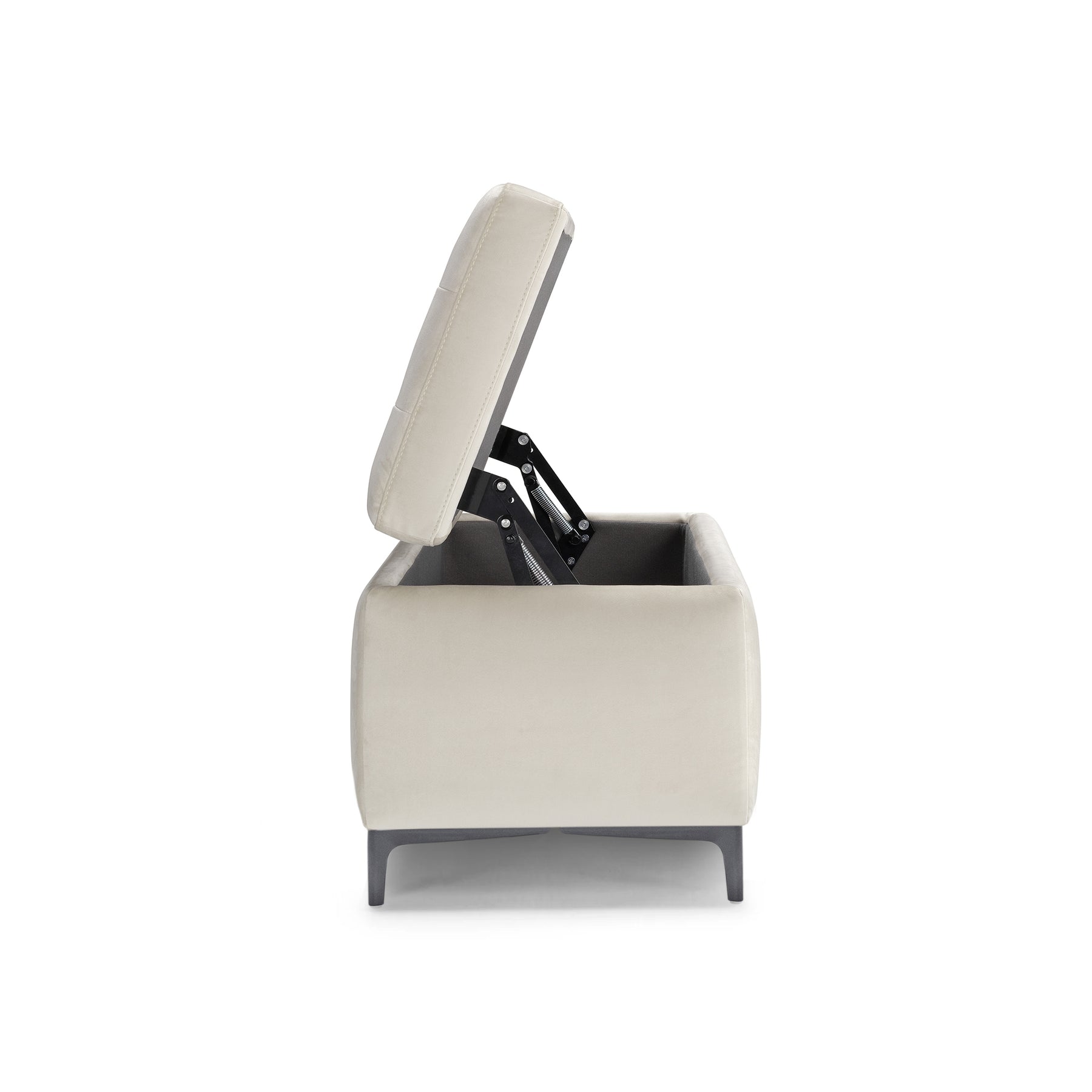 Panca Contenitore Made in Italy Trapuntata in Velluto Beige - CORBARA 110x50 cm