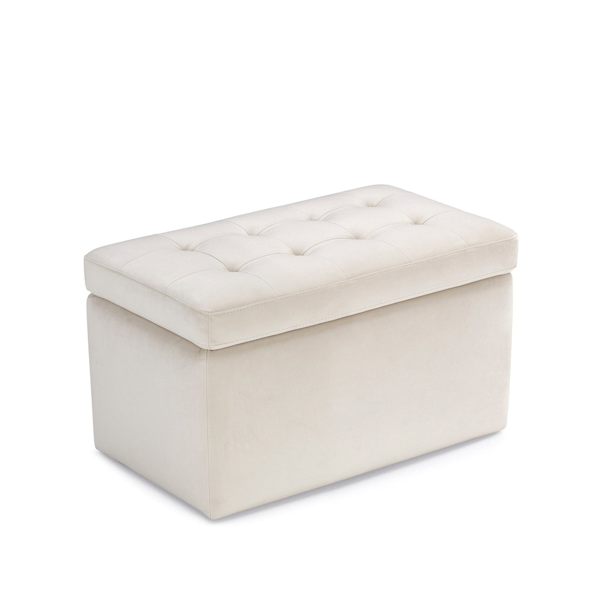 Panca Contenitore Made in Italy Trapuntata in Velluto Beige - VALSURA