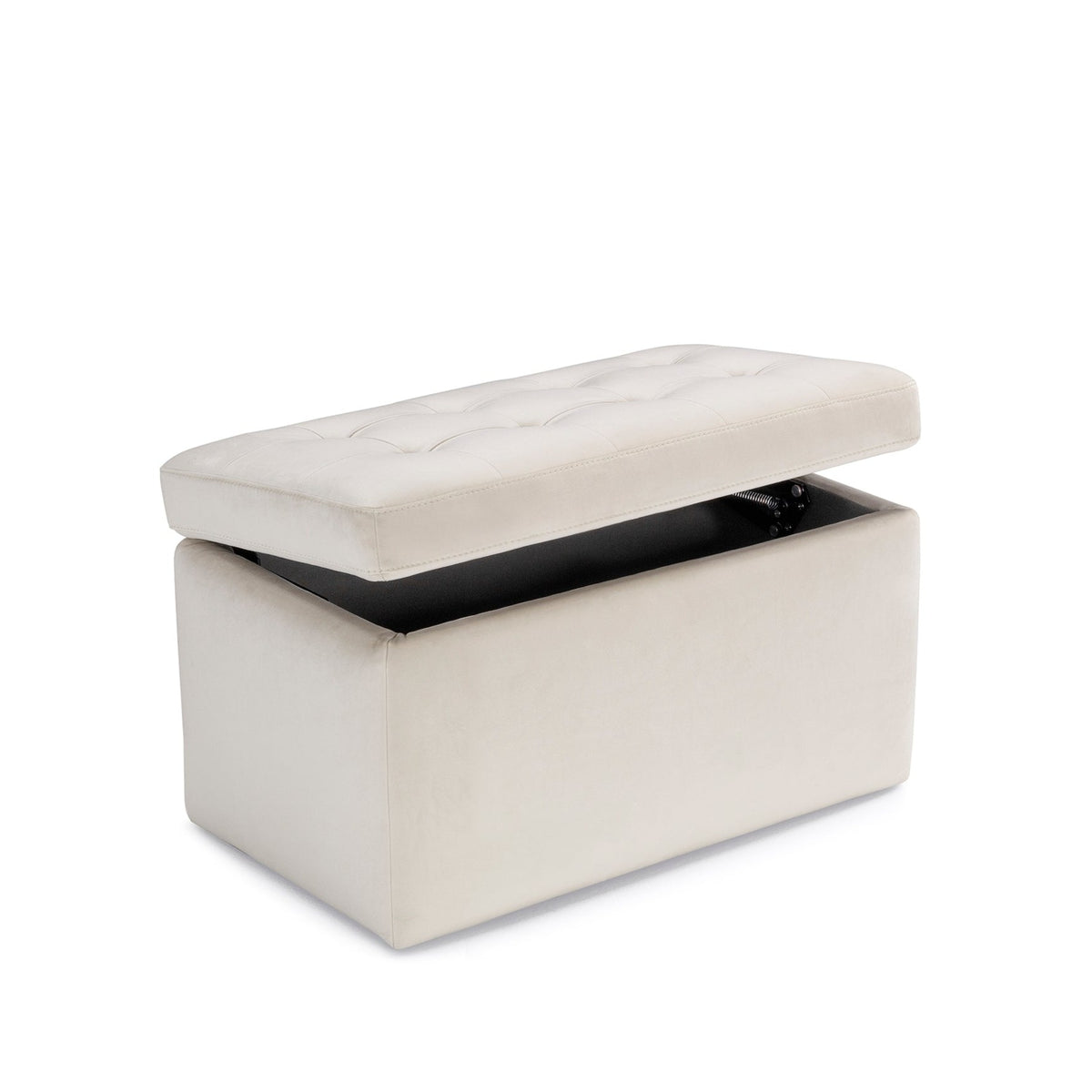 Panca Contenitore Made in Italy Trapuntata in Velluto Beige - VALSURA