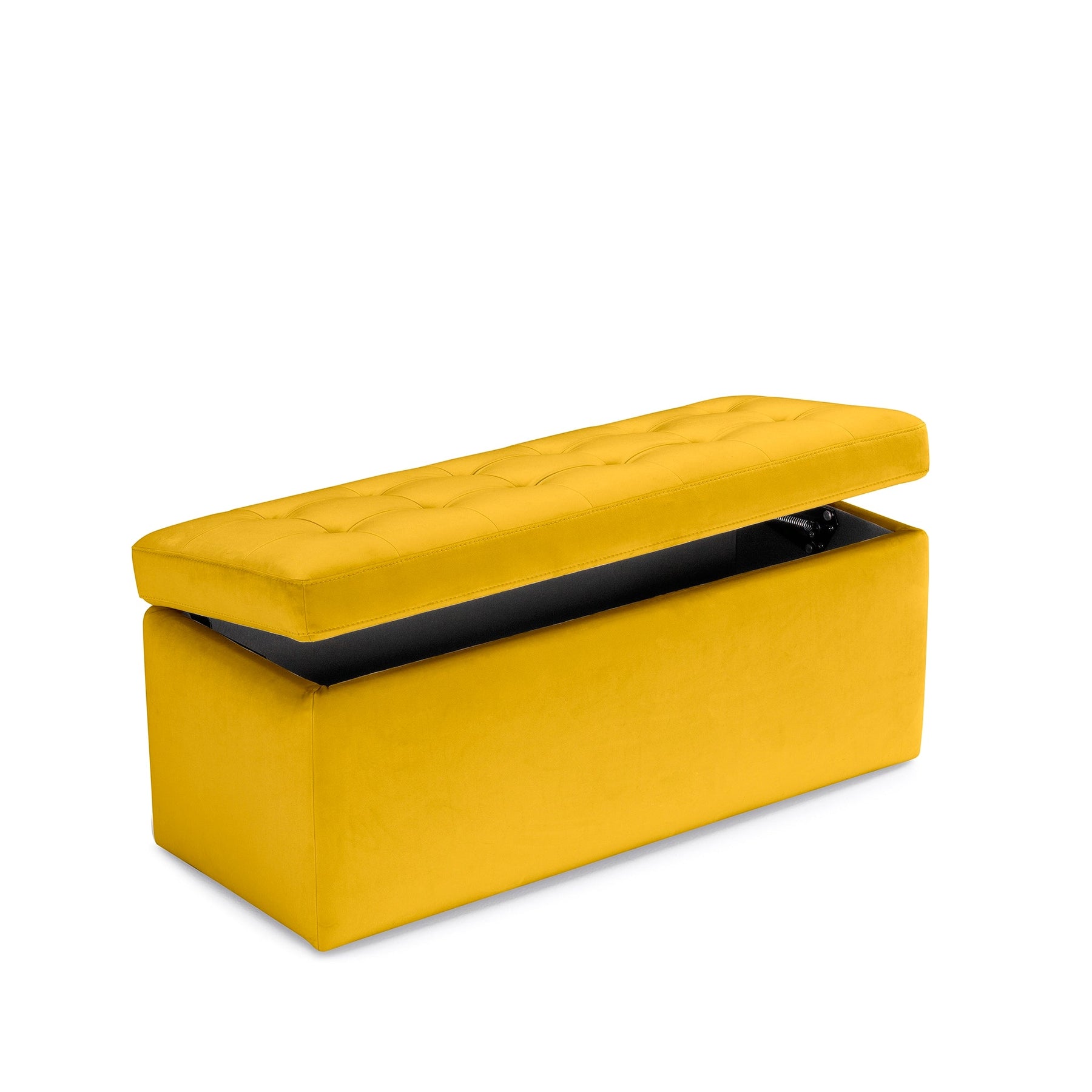 Panca Contenitore Made in Italy Trapuntata in Velluto Giallo modello VALSURA
