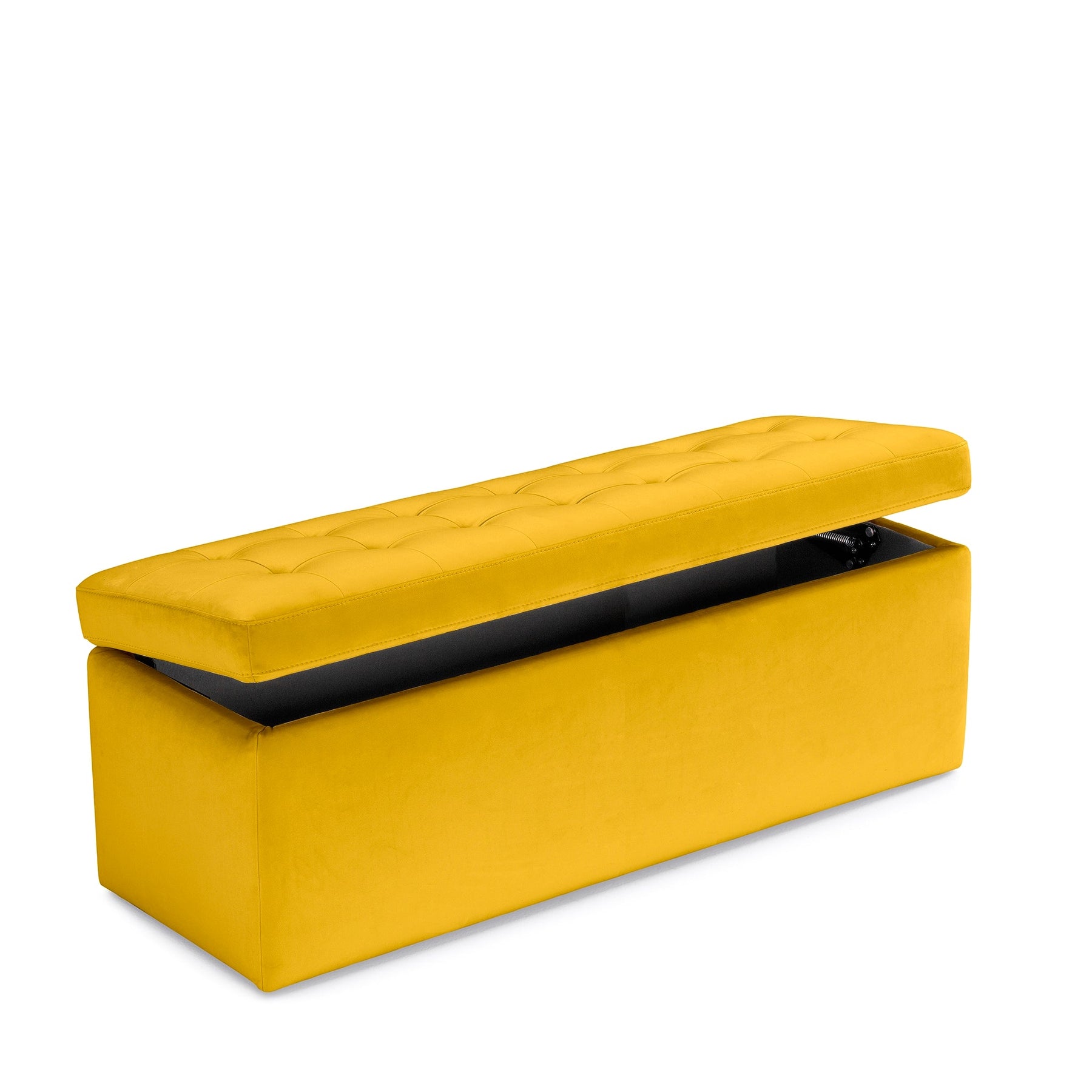 Panca Contenitore Made in Italy Trapuntata in Velluto Giallo modello VALSURA