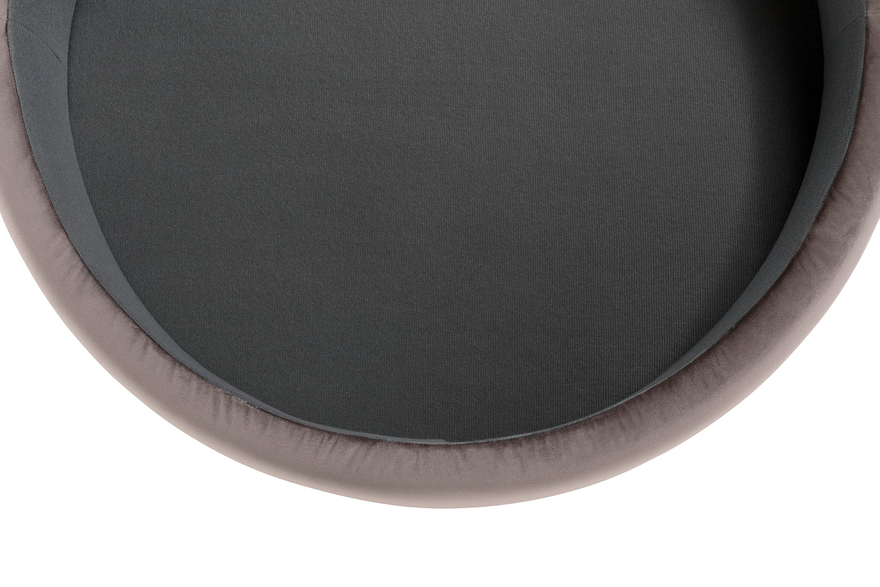 Pouf Contenitore Made in Italy Tondo in Velluto Tortora con piedi in metallo - Peglia