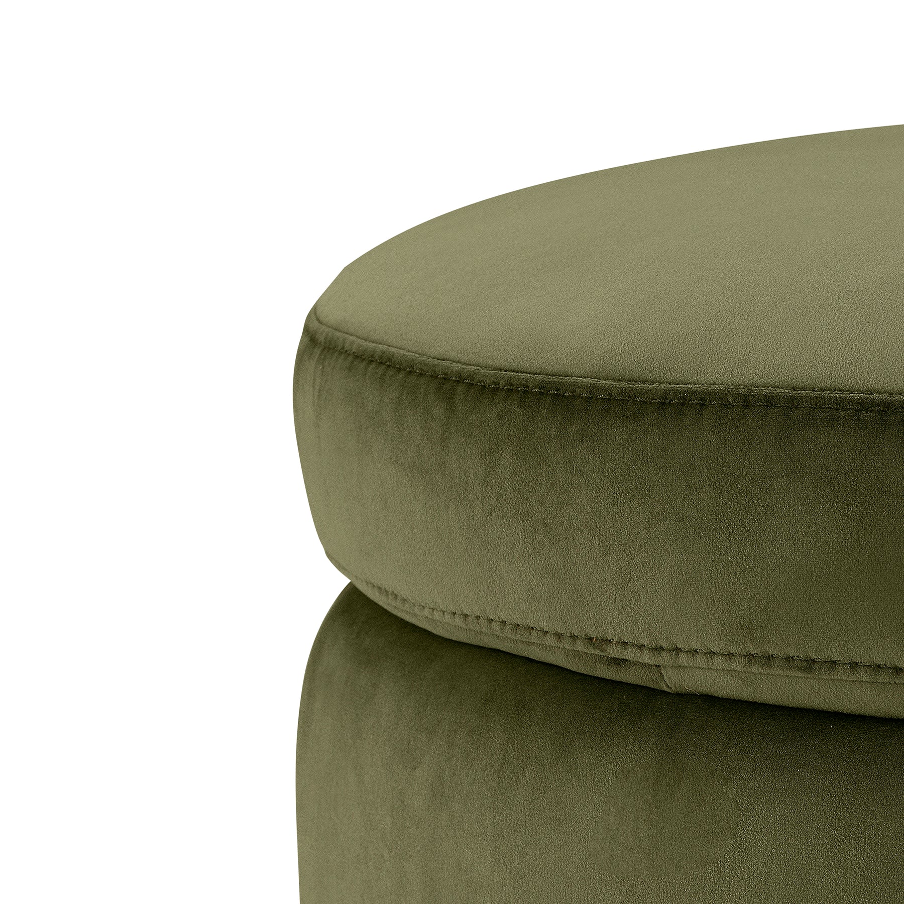Pouf Contenitore Made in Italy Tondo in Velluto Verde con piedi in metallo - Peglia