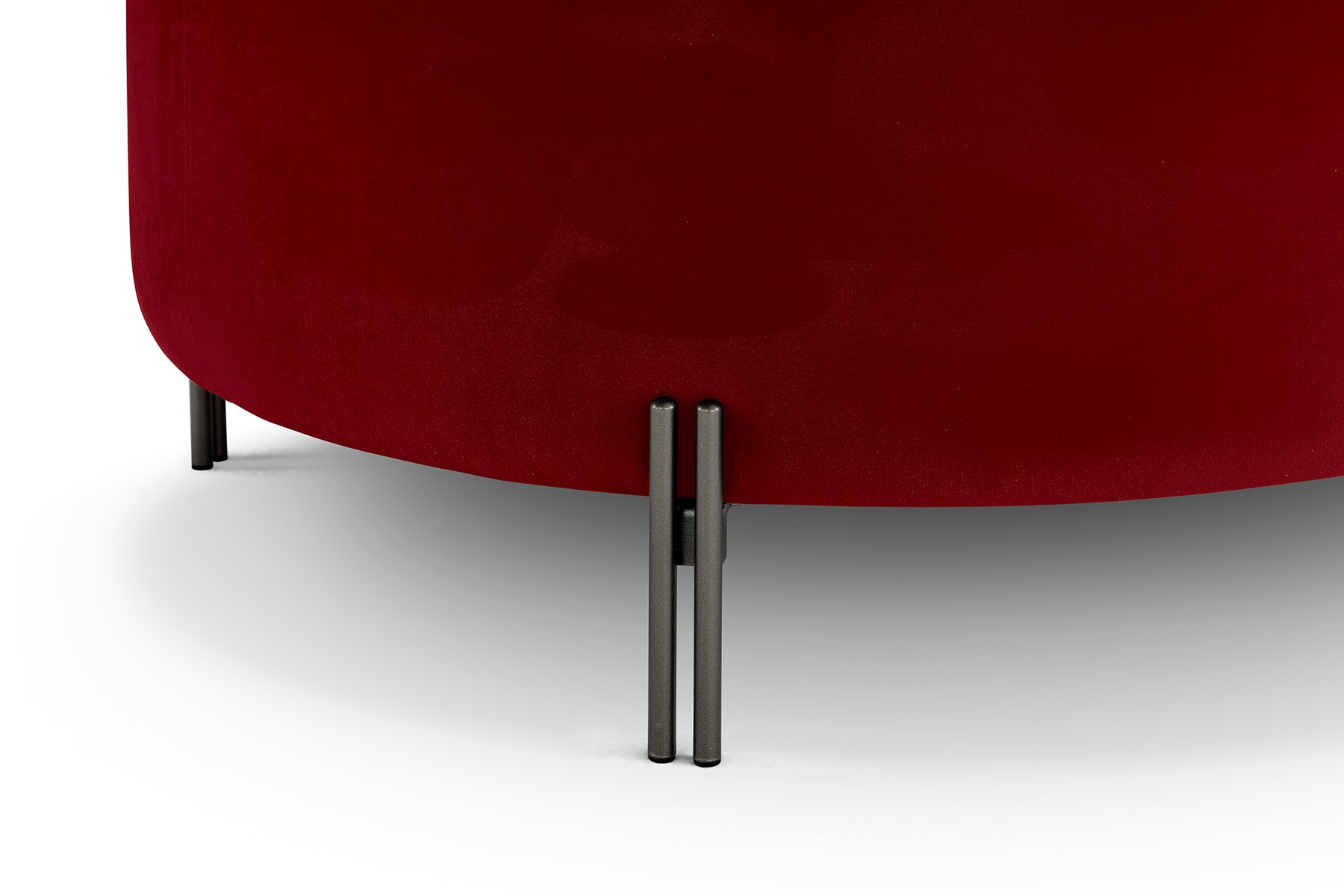 Pouf Contenitore Made in Italy Tondo in Velluto Bordeaux con piedi in metallo - Peglia