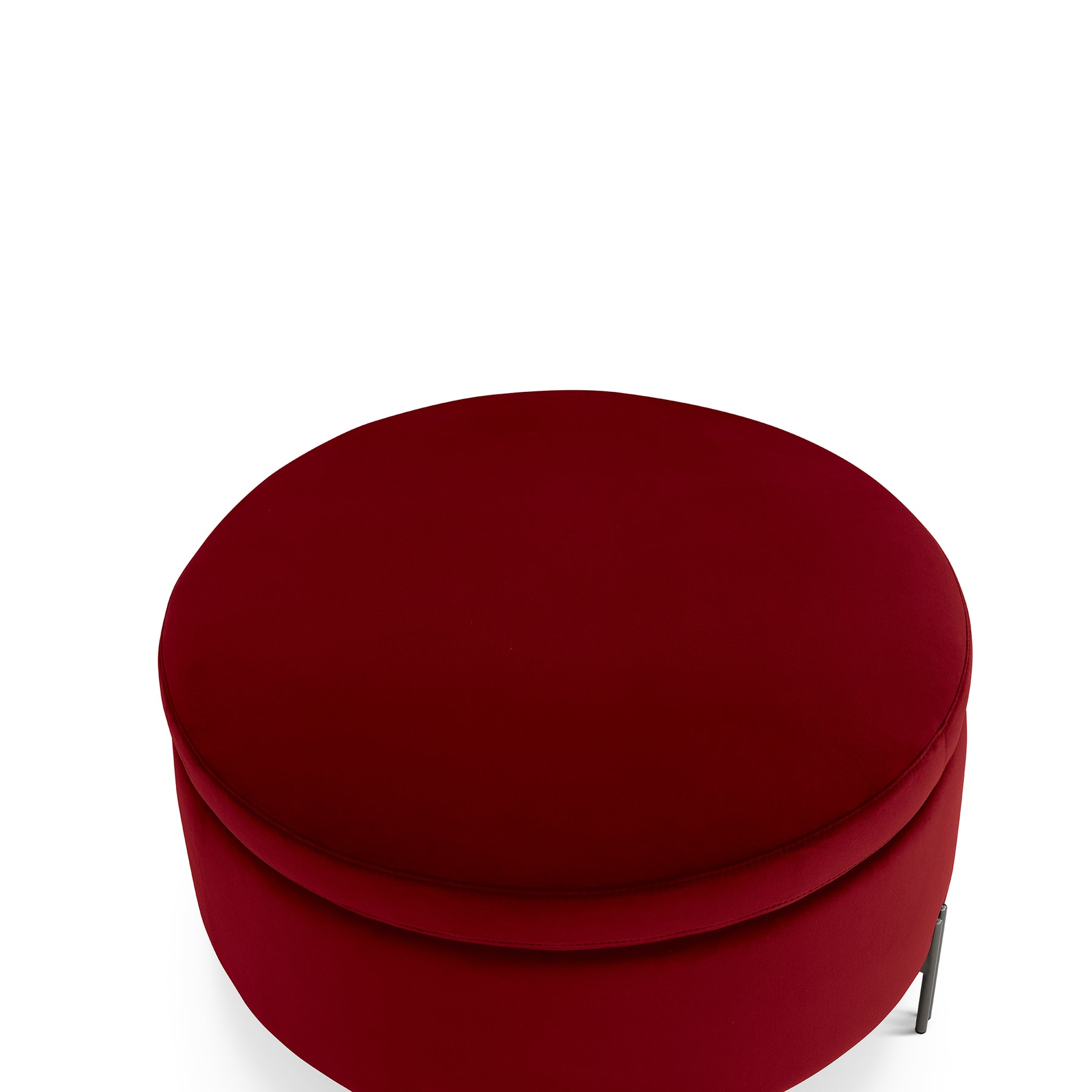 Pouf Contenitore Made in Italy Tondo in Velluto Bordeaux con piedi in metallo - Peglia