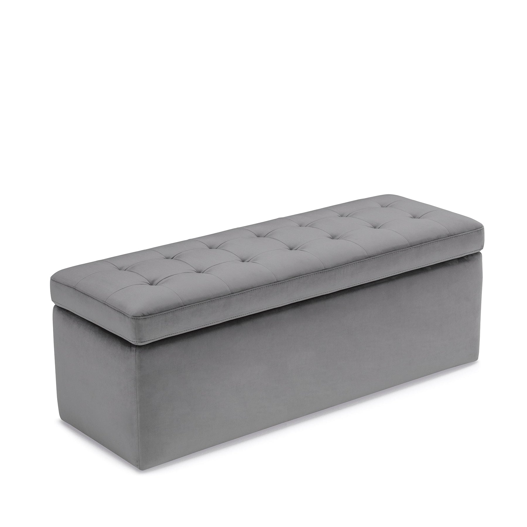 Panca Contenitore Made in Italy Trapuntata in Velluto Grigio modello VALSURA