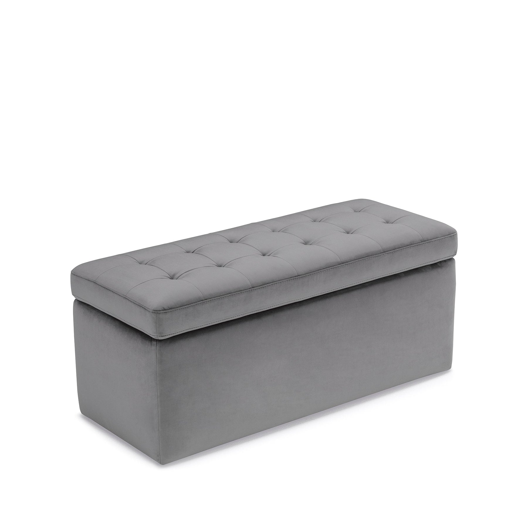 Panca Contenitore Made in Italy Trapuntata in Velluto Grigio modello VALSURA
