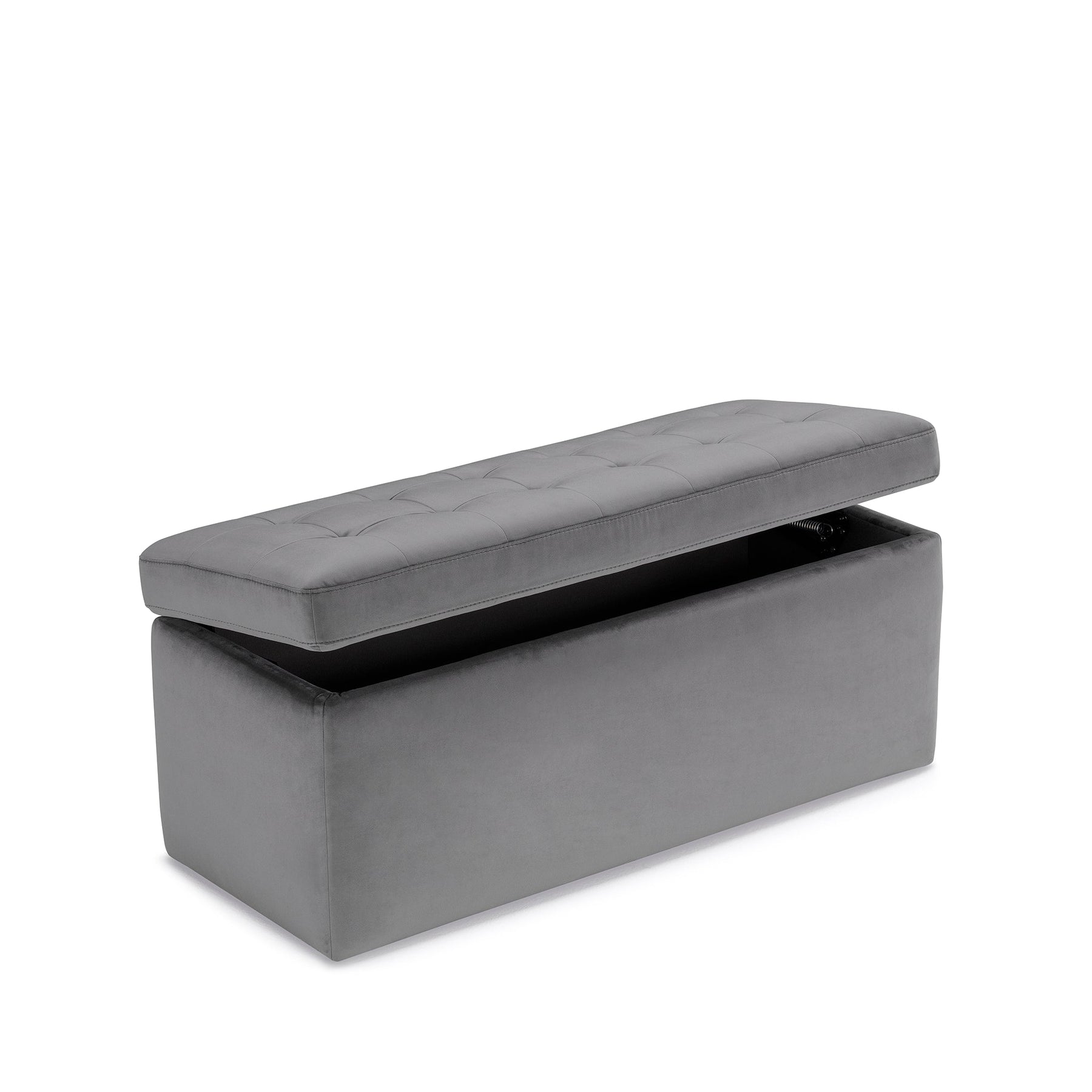 Panca Contenitore Made in Italy Trapuntata in Velluto Grigio modello VALSURA