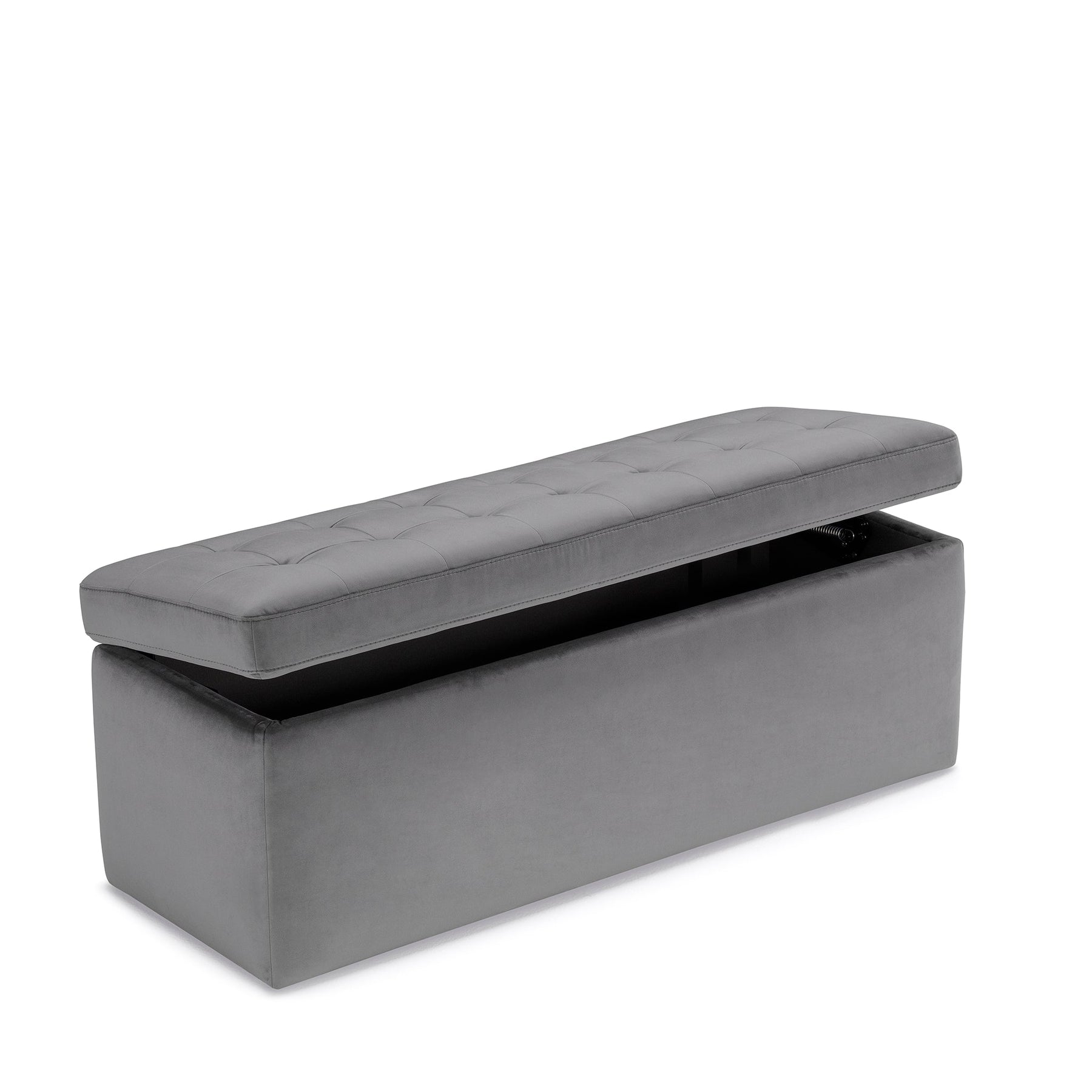 Panca Contenitore Made in Italy Trapuntata in Velluto Grigio modello VALSURA