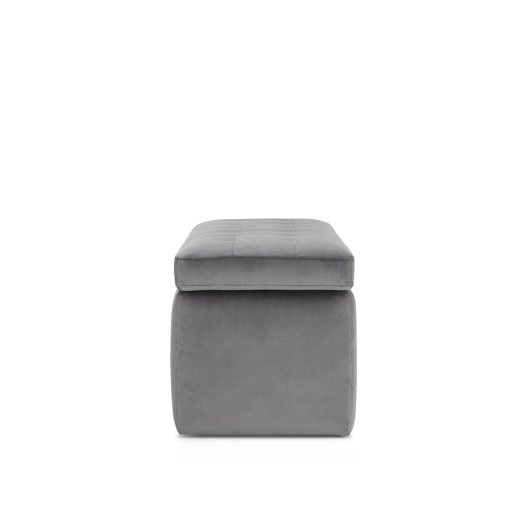 Panca Contenitore Made in Italy Trapuntata in Velluto Grigio modello VALSURA
