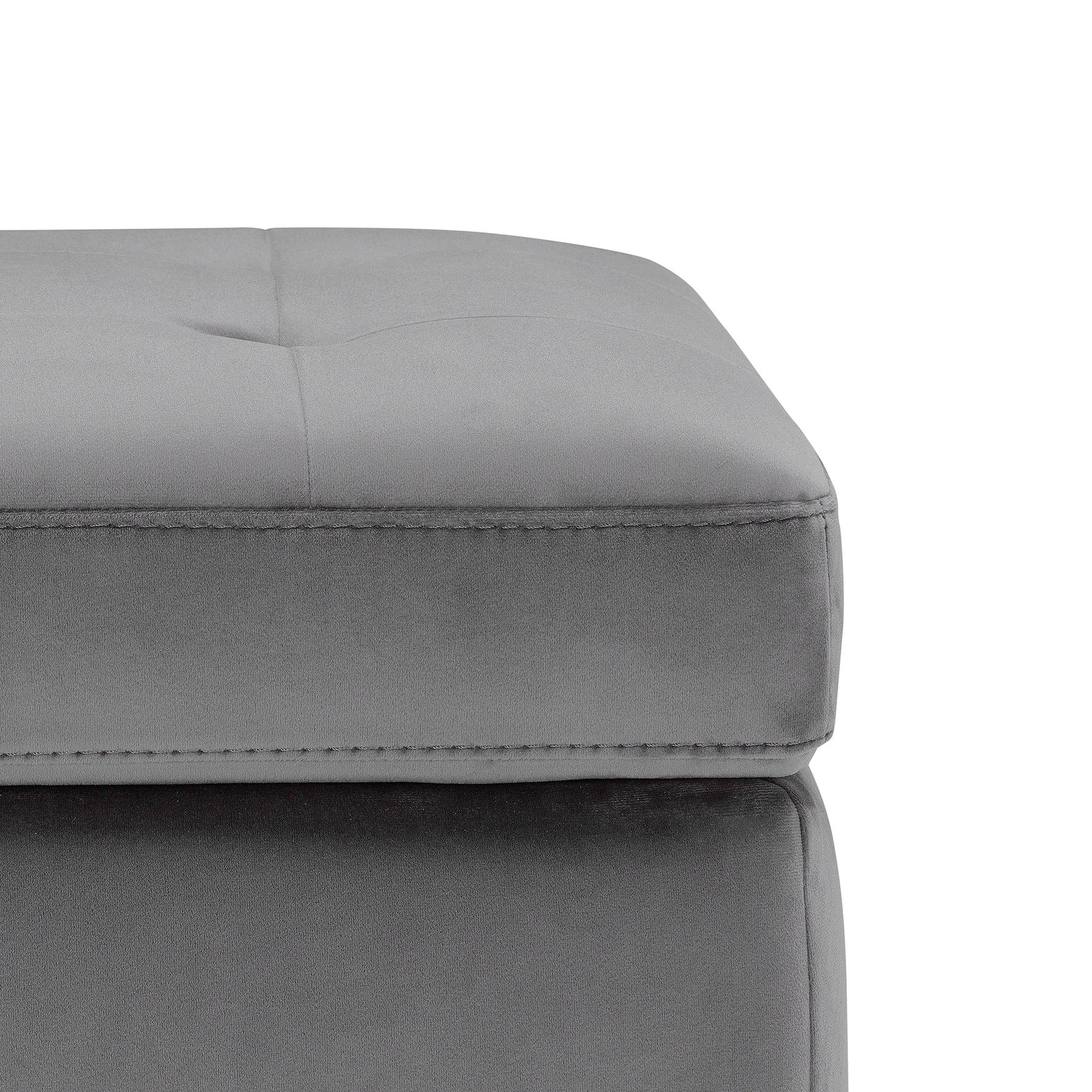 Panca Contenitore Made in Italy Trapuntata in Velluto Grigio - CARAMAGNA 110x45 cm