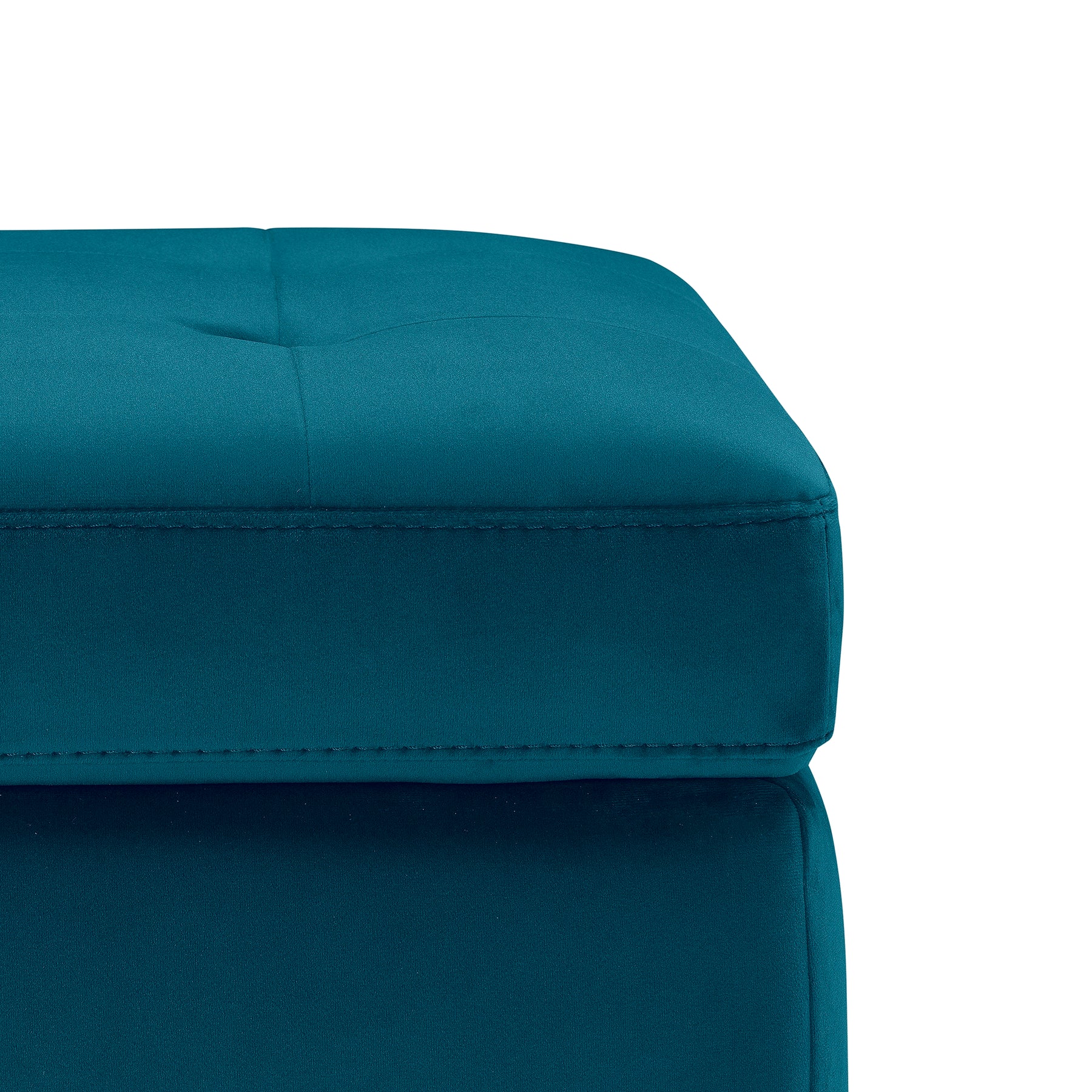 Panca Contenitore Made in Italy Trapuntata in Velluto Petrolio - CARAMAGNA 110x45 cm