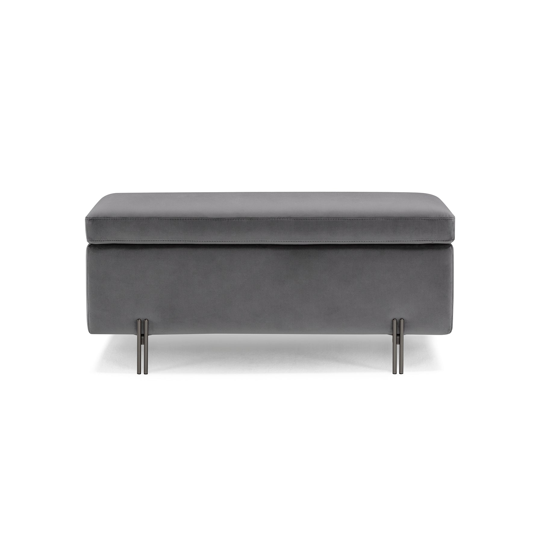 Panca Contenitore Made in Italy in Velluto Grigio - SARDORELLA 110x45 cm