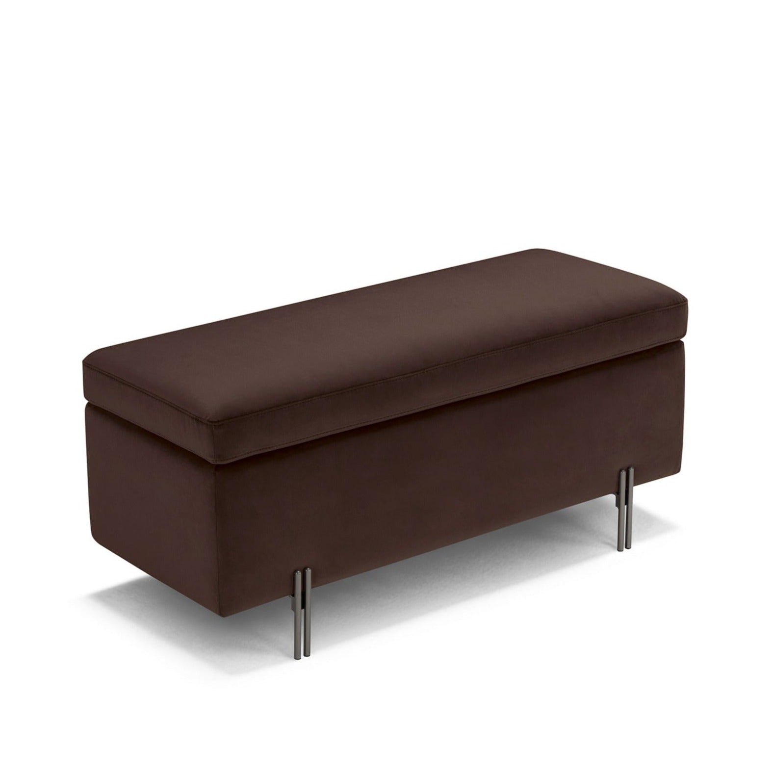 Panca Contenitore Made in Italy in Velluto Marrone - SARDORELLA 110x45 cm