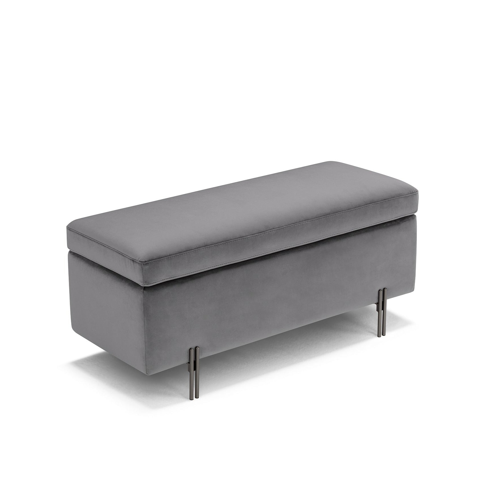 Panca Contenitore Made in Italy in Velluto Grigio - SARDORELLA 110x45 cm