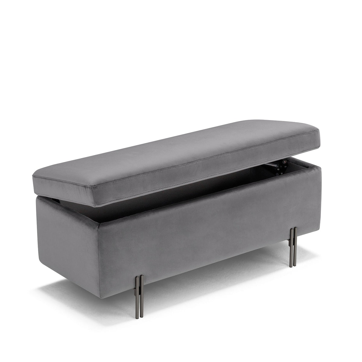 Panca Contenitore Made in Italy in Velluto Grigio - SARDORELLA 110x45 cm