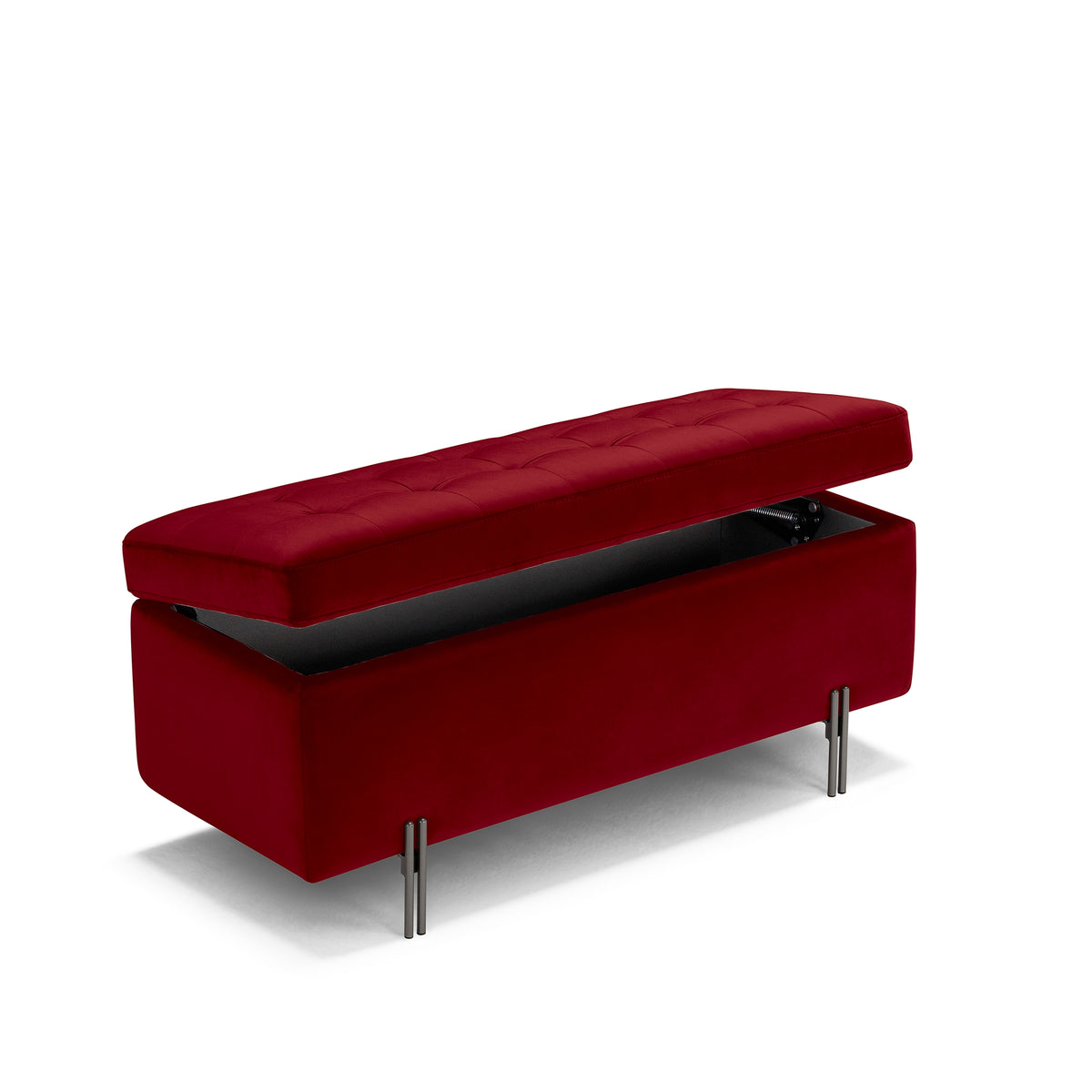 Panca Contenitore Made in Italy Trapuntata in Velluto Bordeaux CARAMAGNA 110x45 cm