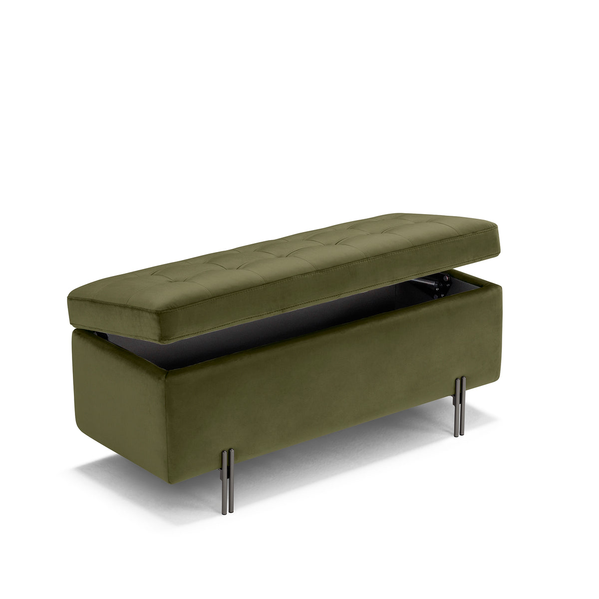 Panca Contenitore Made in Italy Trapuntata in Velluto Verde - CARAMAGNA 110x45 cm