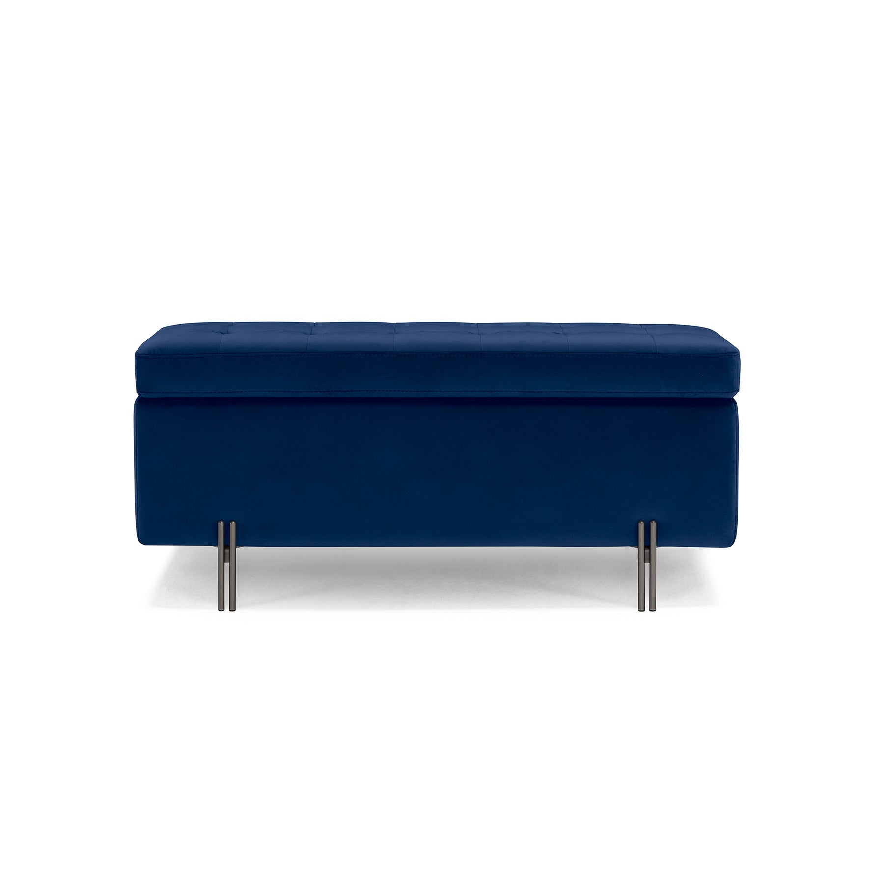 Panca Contenitore Made in Italy Trapuntata in Velluto Blu - CARAMAGNA 110x45 cm