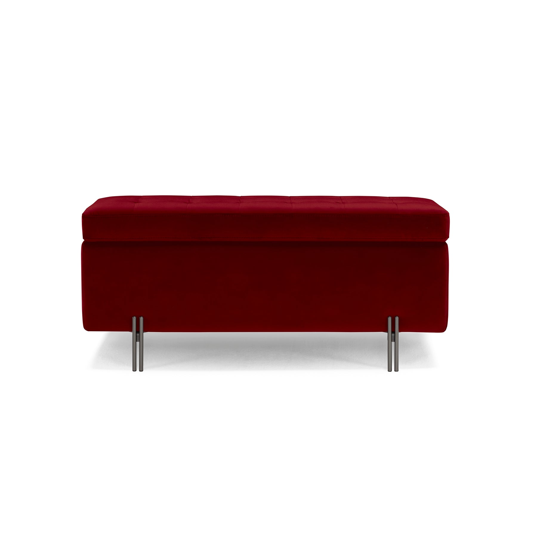Panca Contenitore Made in Italy Trapuntata in Velluto Bordeaux CARAMAGNA 110x45 cm