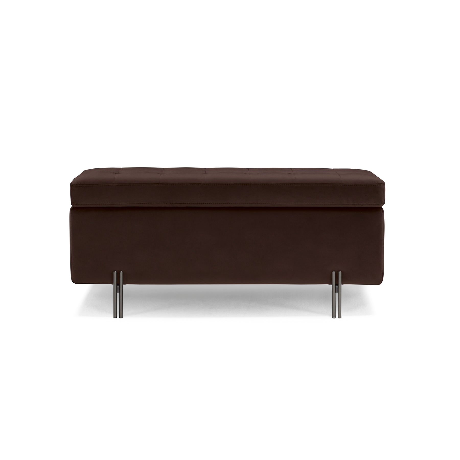 Panca Contenitore Made in Italy Trapuntata in Velluto Marrone - CARAMAGNA 110x45 cm