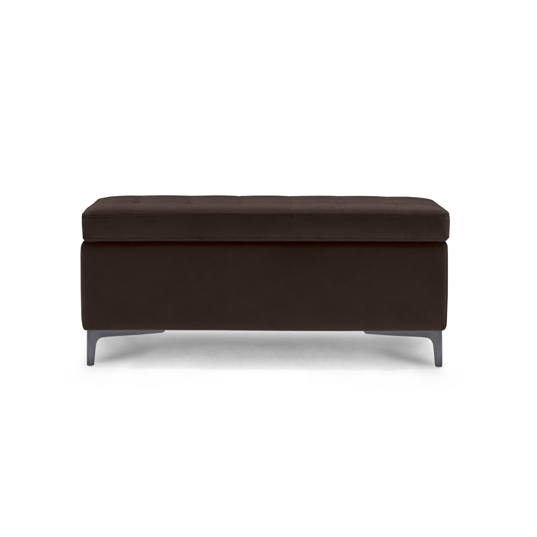 Panca Contenitore Made in Italy Trapuntata in Velluto Marrone - CORBARA 110x50 cm